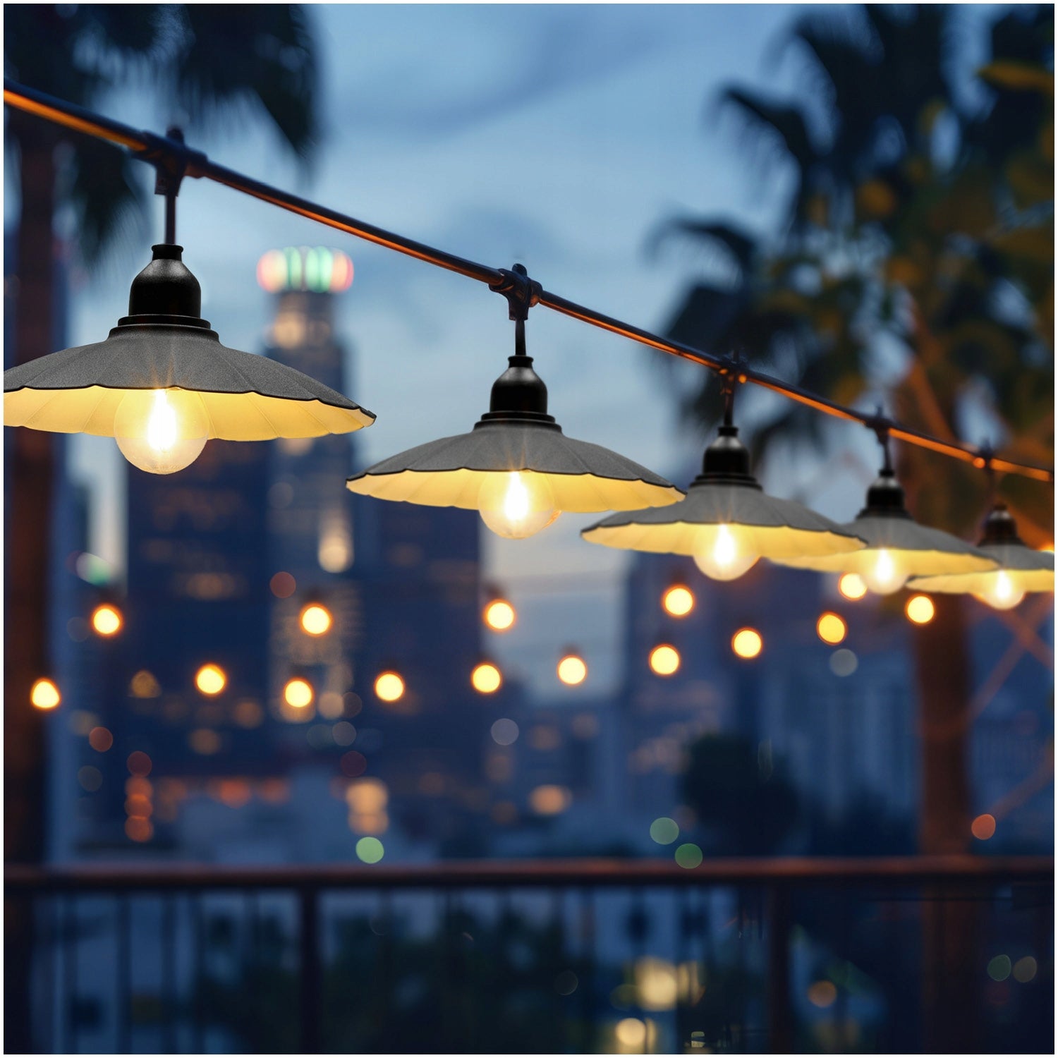 Garden Garland Chain Lights Crete Set with Shades + 5m Cable Batteries included no