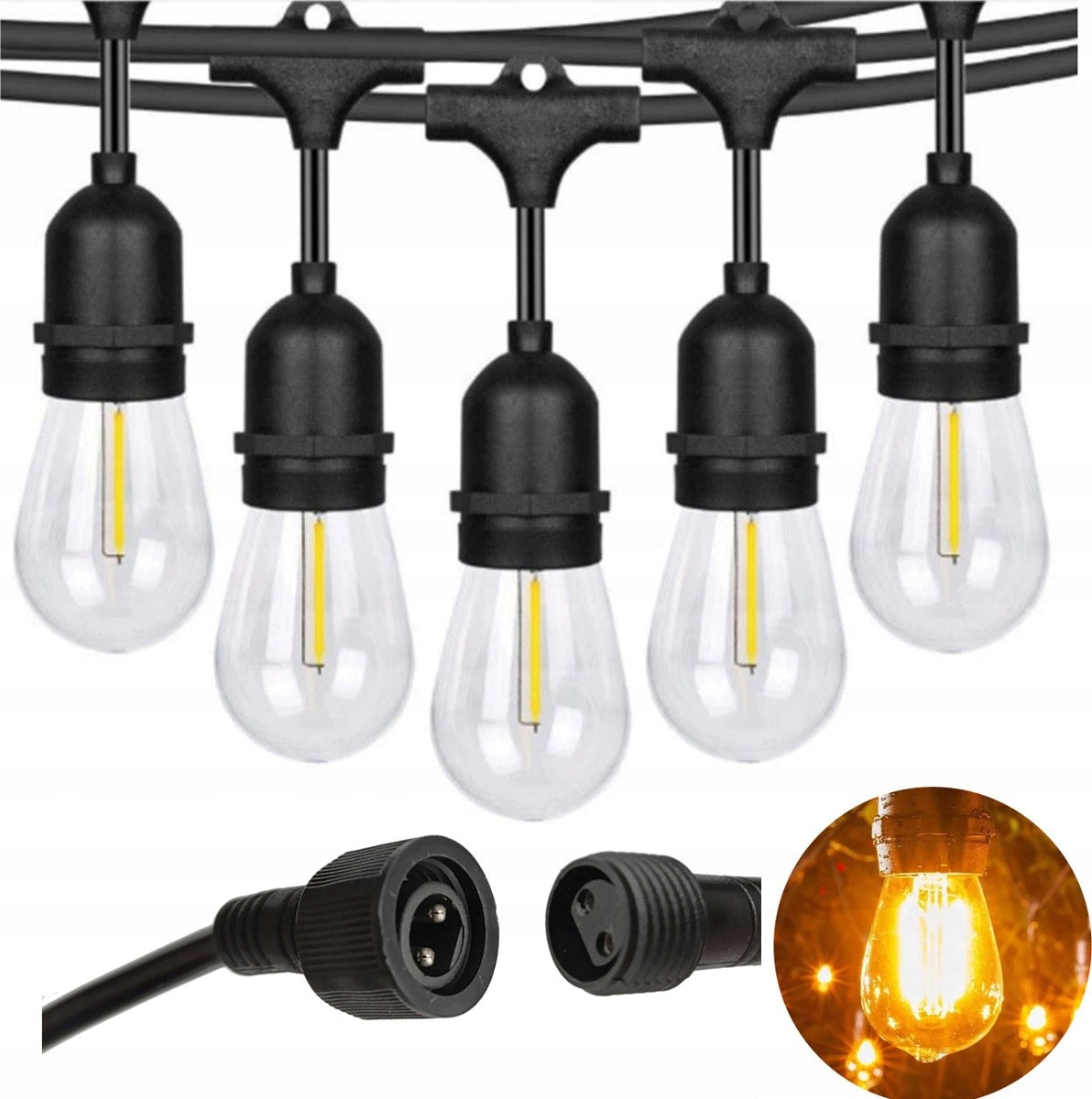 Garden Garland Light 10M 10X Bulb LED E27 + Waterproof Cable