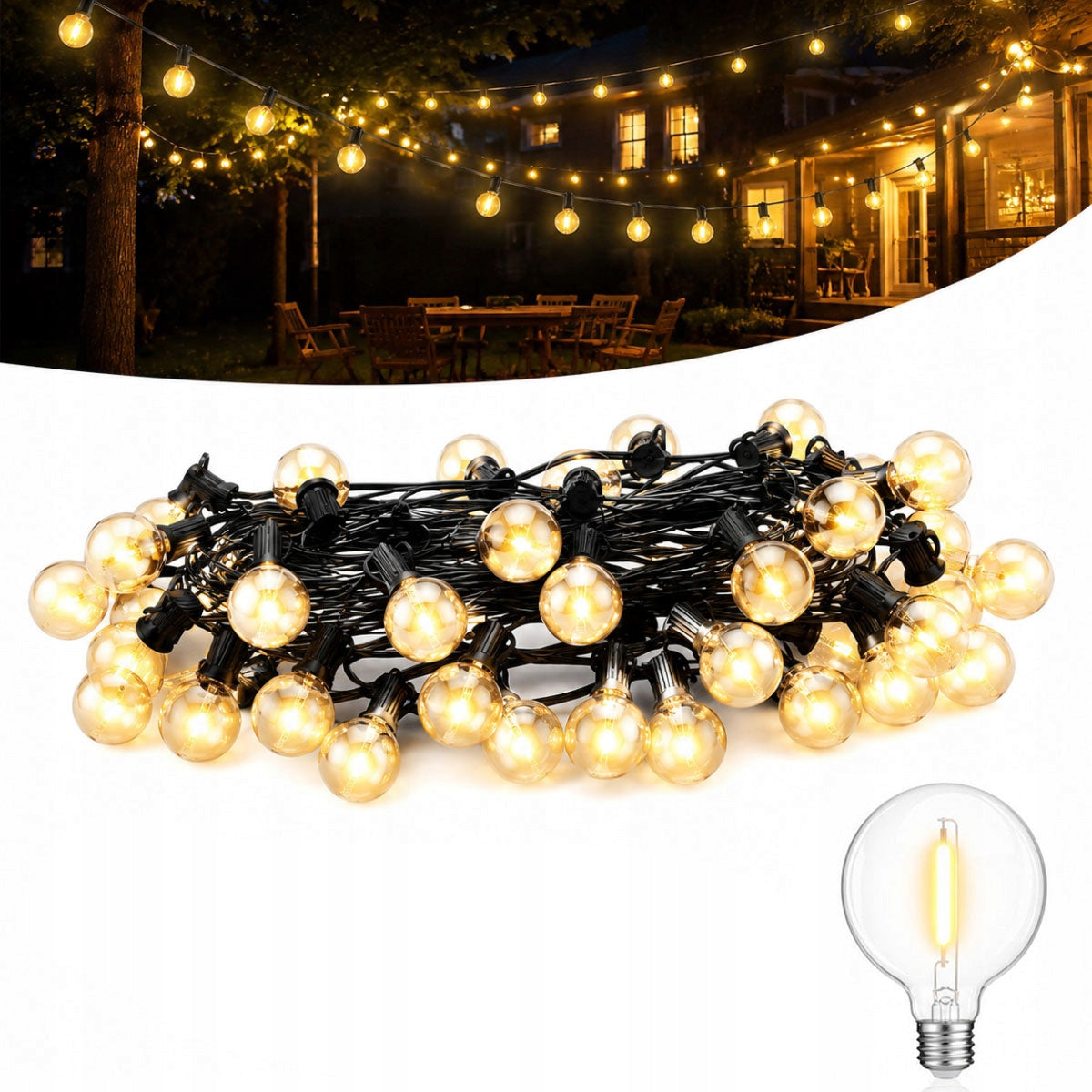 Garden Garland Light 18M 30X LED Bulb COMBINING 1W + freebie 1X G40