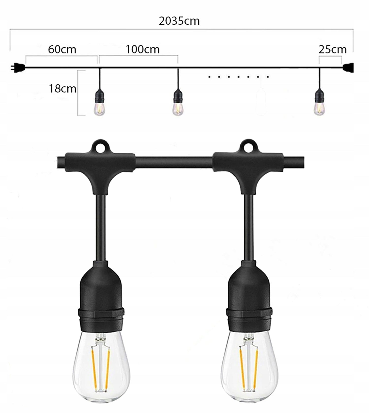 Garden Garland Light 20M 20X LED Bulb E27 + Waterproof Cord Manufacturer code Girlanda LED E27 20m 20xE27 1W