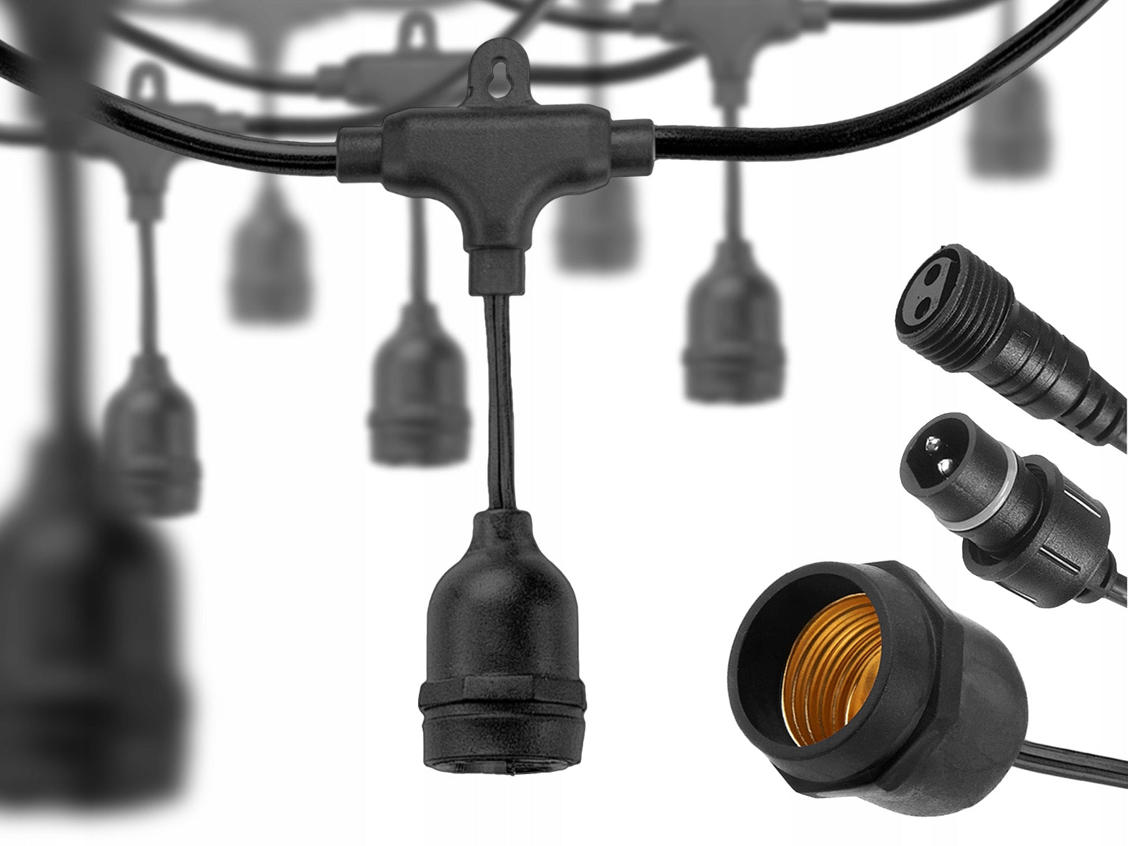 Garden Garland Light LED Chain 10m 10xE27 Cord Without Bulbs