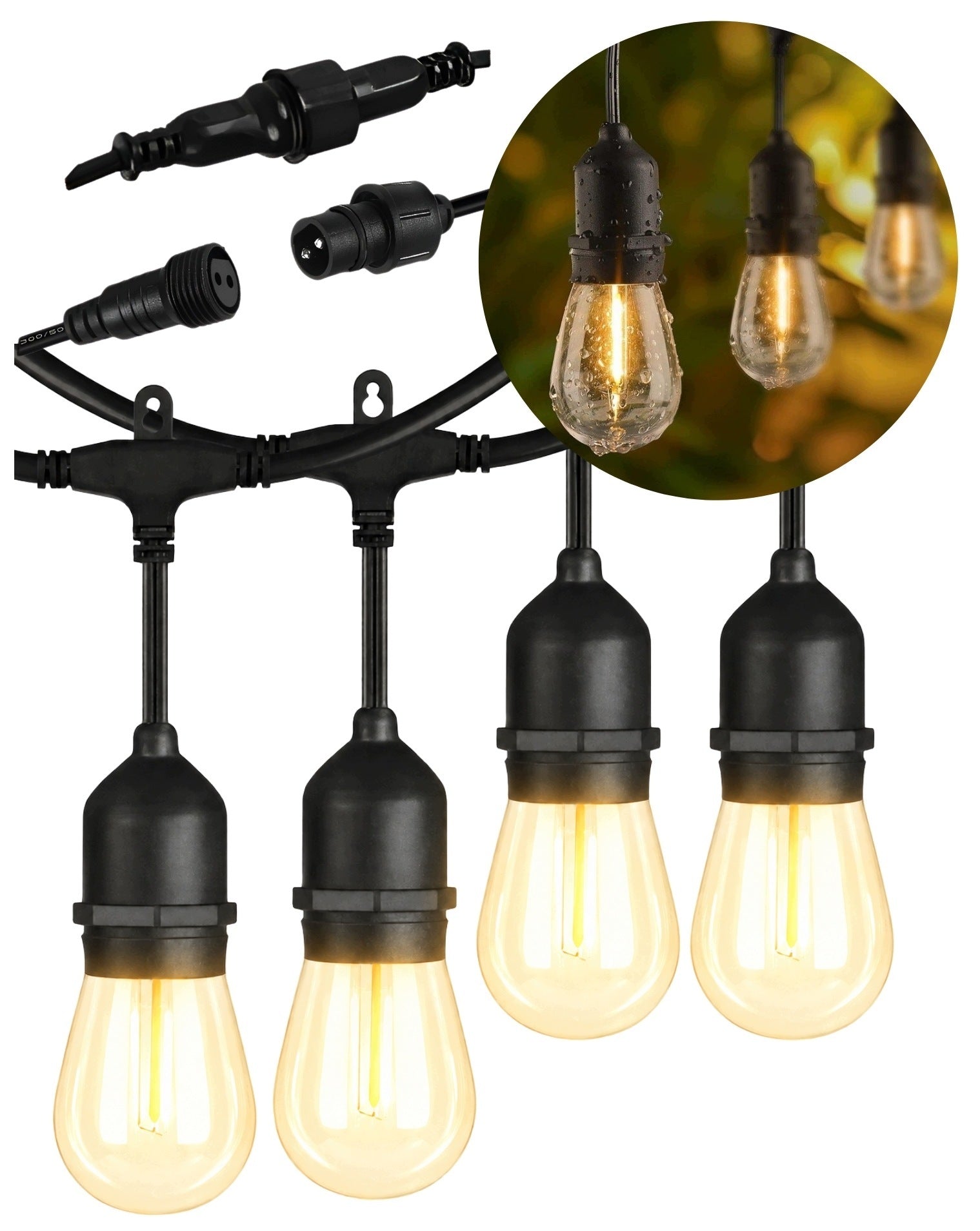 Garden Garland Light Lamps Chain 20x LED Bulb Bulbs e27 20m