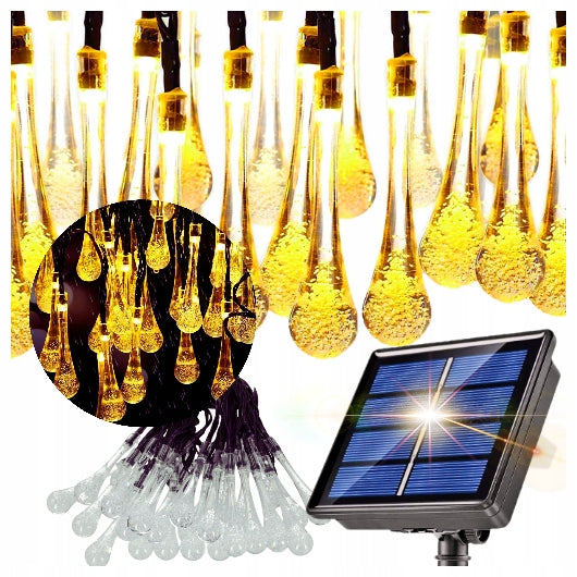 Garden Garland Solar Light Waterproof Resistant Drops Icicle Teardrops