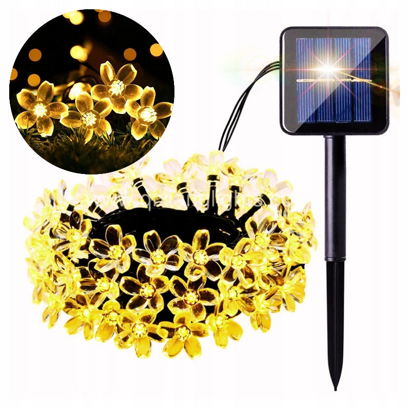 Garden Garland Solar Light Waterproof Resistant Flowers Warm
