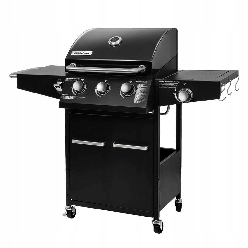 Garden Gas Grill 3+1 BERGMANN Cast Iron 11,6kW Cylinder Cabinet Cover Grill depth 37 cm