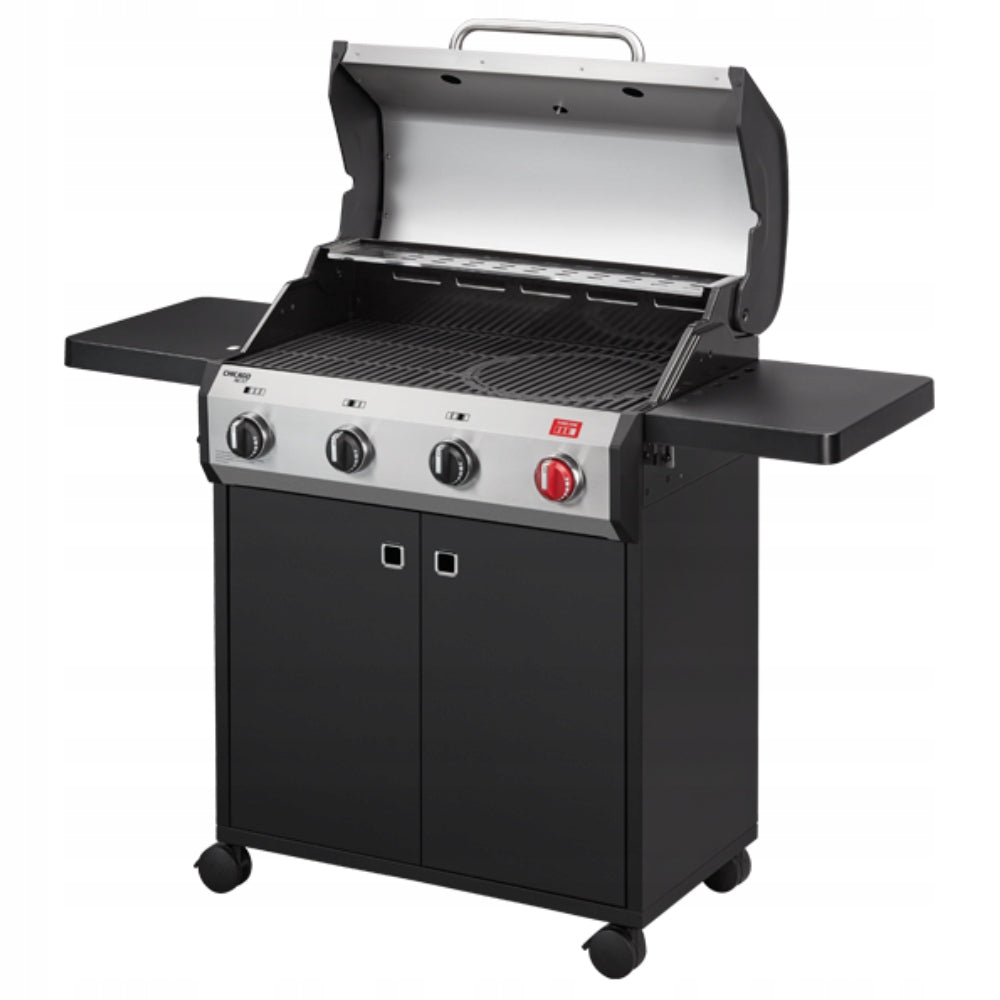 Garden Gas Grill Enders Chicago Next 4 R Turbo, Cast Iron Grate, FREEBIES Power 13 kW