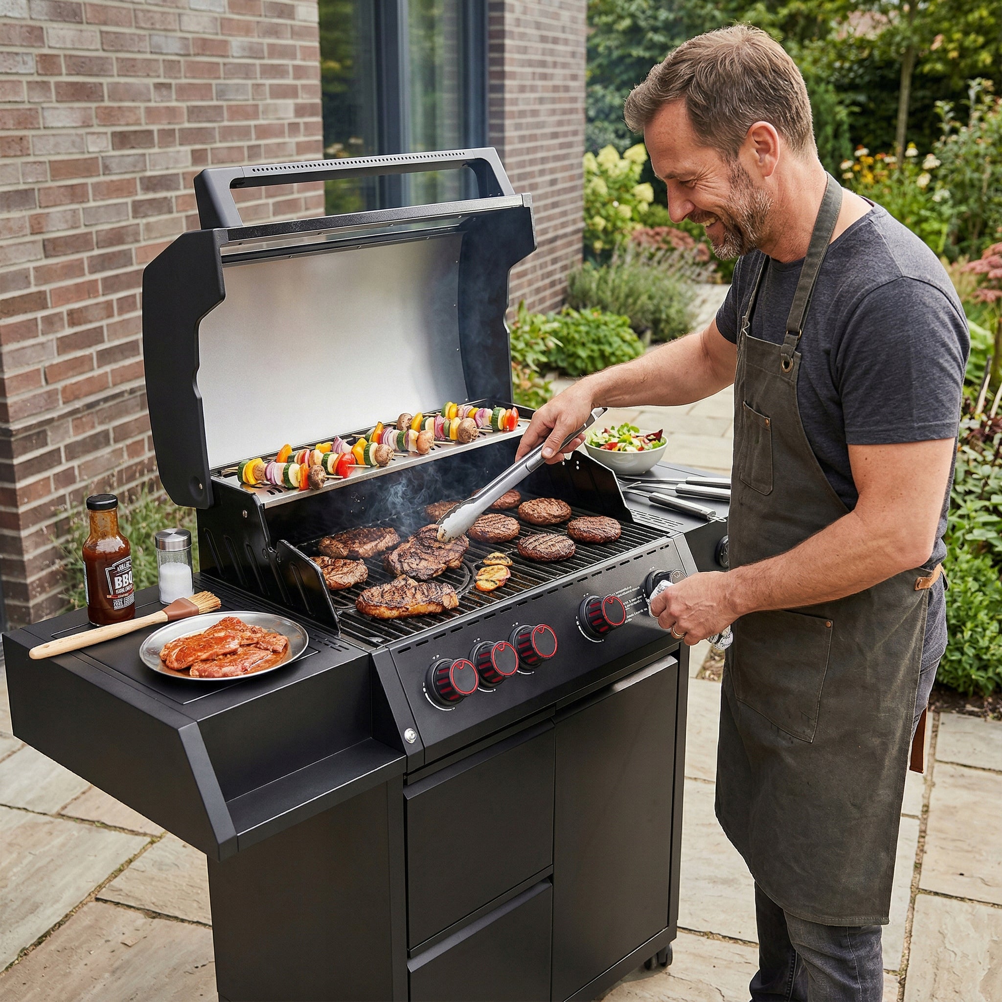 Garden Grill CAST IRON LEHMANN 4+1 premium 17,2 kW + cylinder cabinet Manufacturer code GRILL GAZOWY PREMIUM VERMONT 4+1