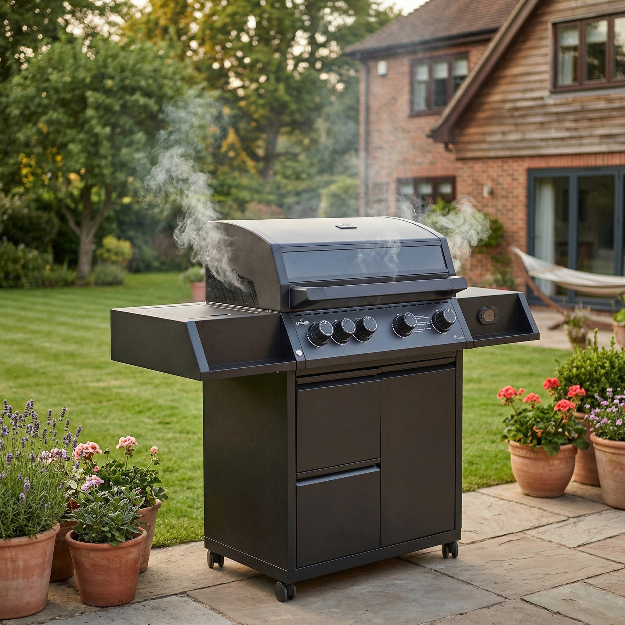 Garden Grill CAST IRON LEHMANN 4+1 premium 17,2 kW + cylinder cabinet Packaging status original