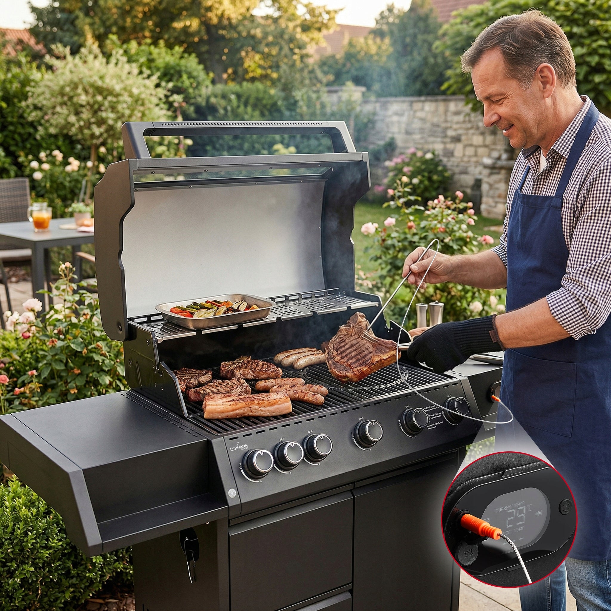 Garden Grill CAST IRON LEHMANN 5+1 premium 20,5 kW + cylinder cabinet Packaging status original