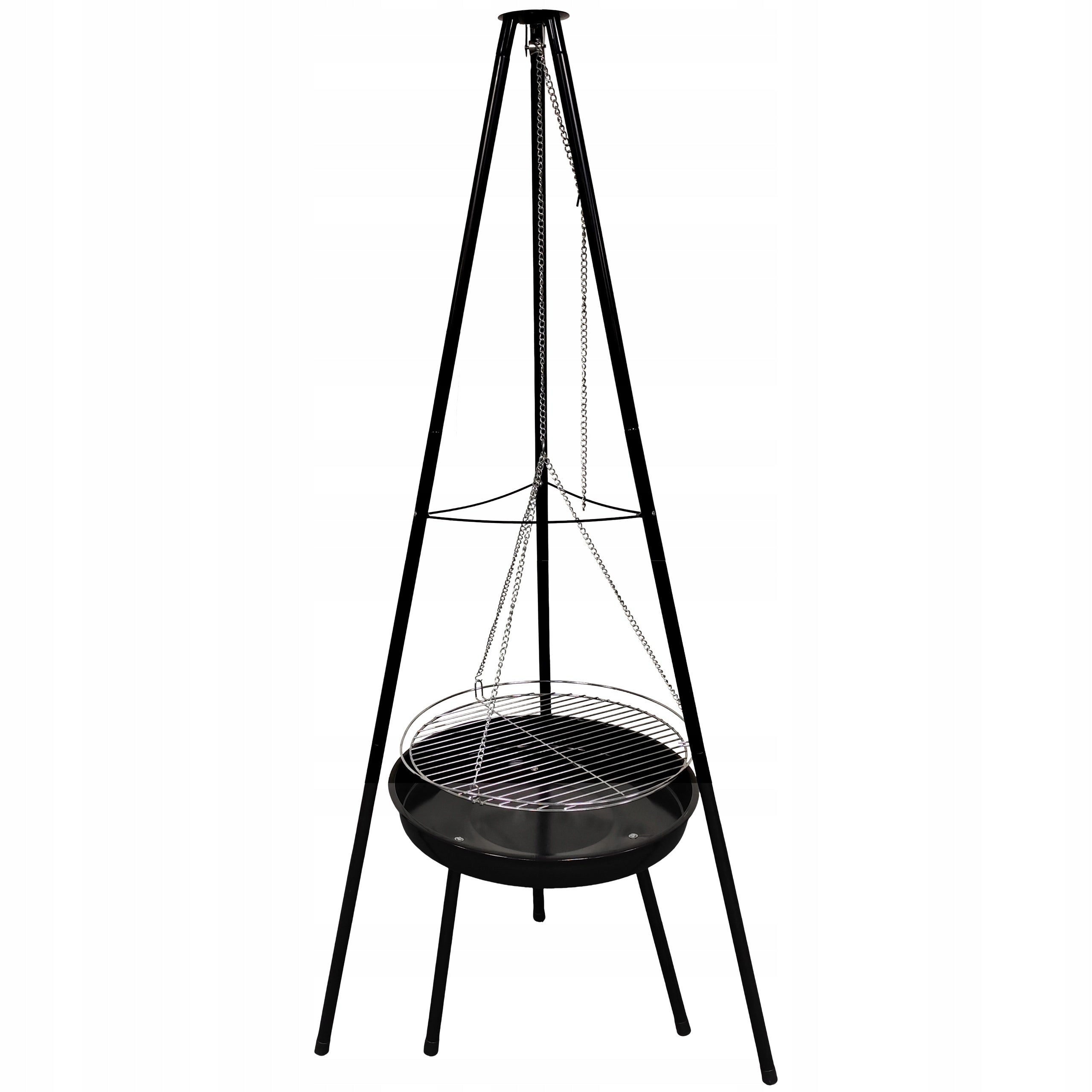 Garden Grill Tripod Fire Pit Adjustable Hanging STAINLESS GRATE + BOWL Packaging status original