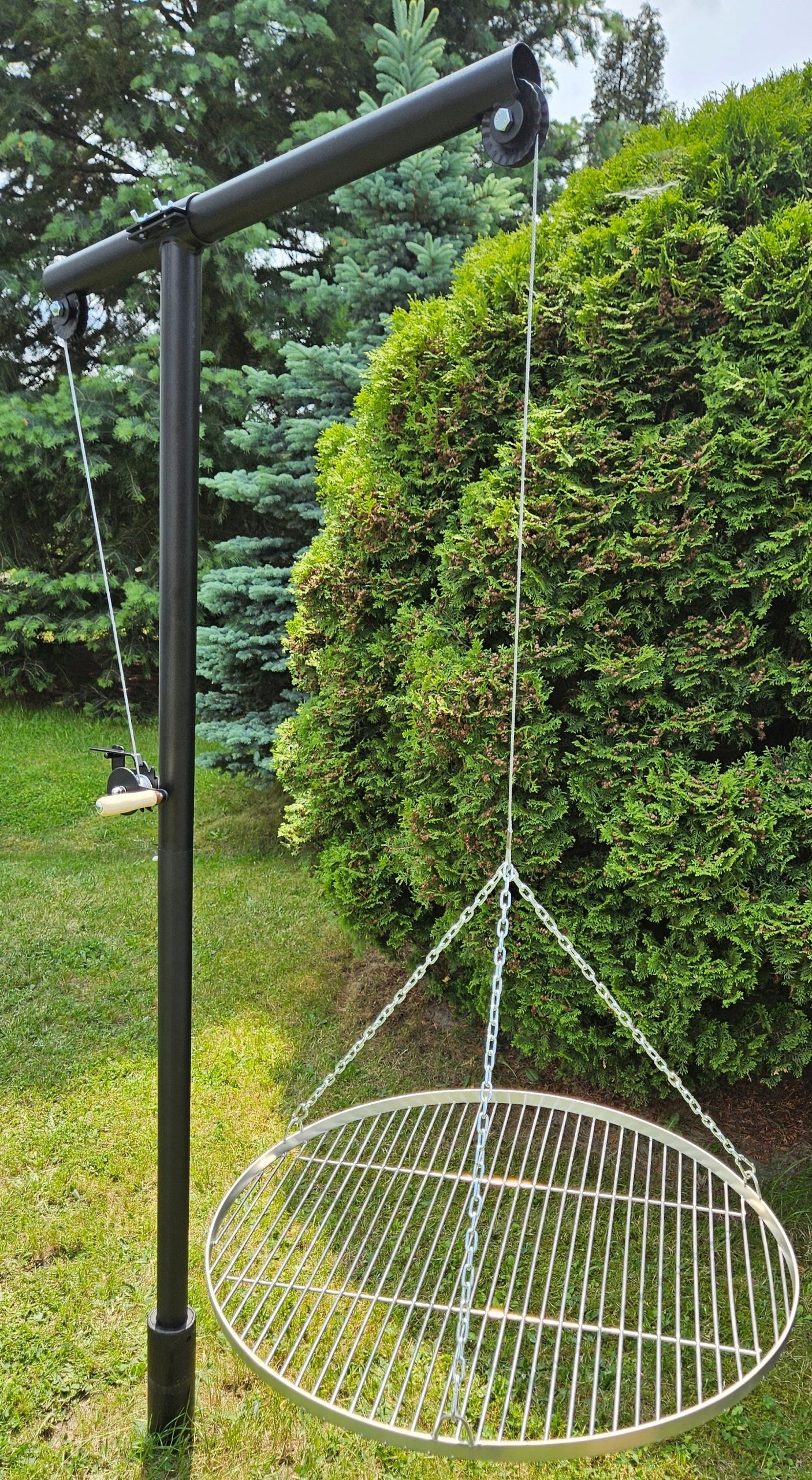 Garden Grill on Boom Stainless Steel Grate Adjustable Tripod Length Manufacturer code Zuraw-ruszt60-uchwyt