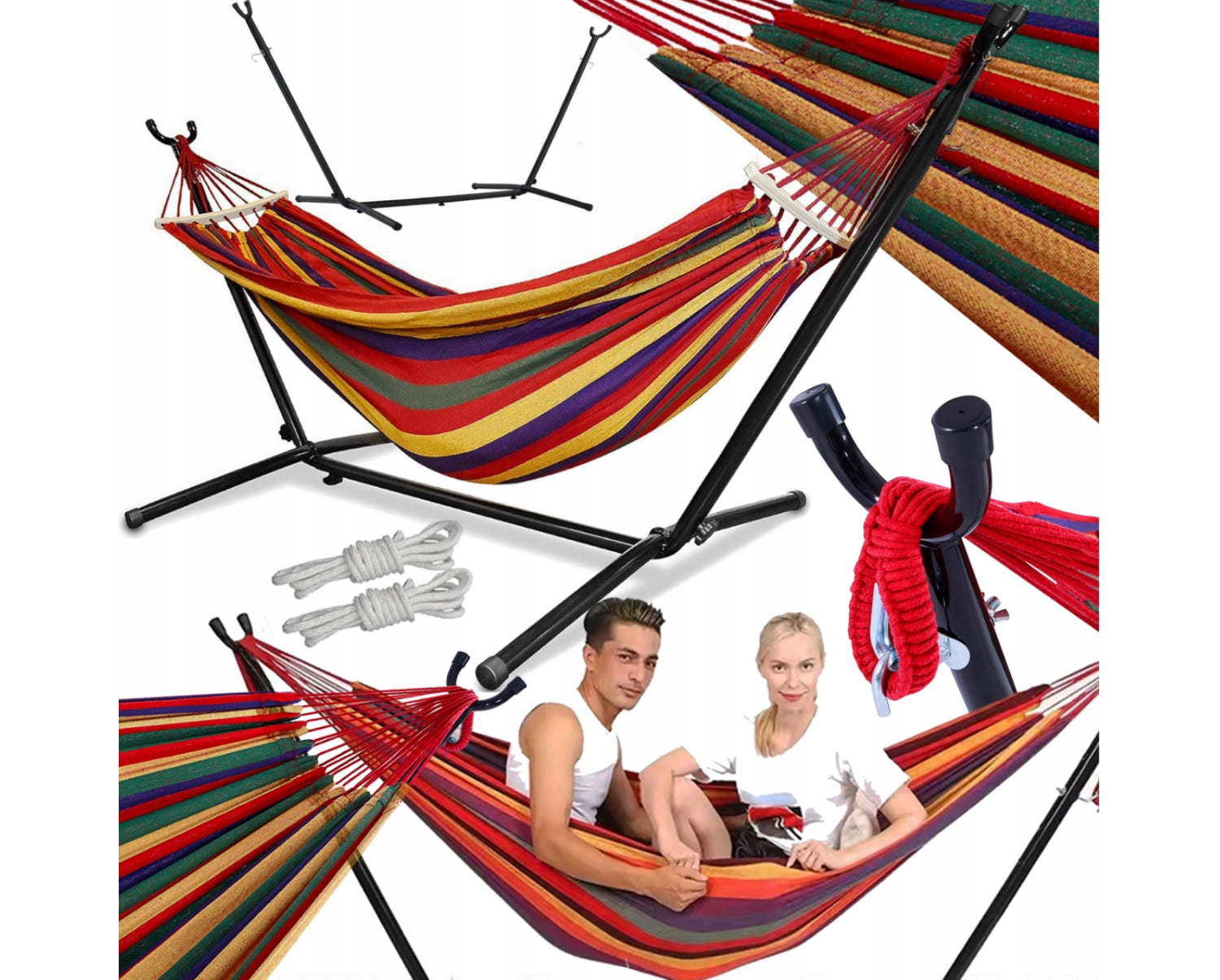 Garden Hammock With Frame Set XXL Stand Camping Terrace Balcony 150kg Manufacturer code ST-263