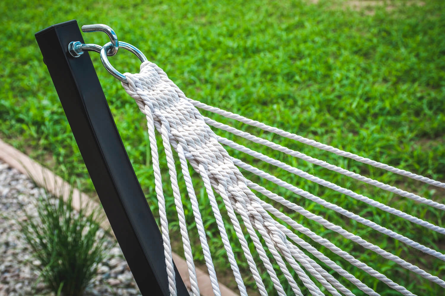 Garden Hammock with Cushion Quilted Double Beige Crossbar Swing Material width 140 cm