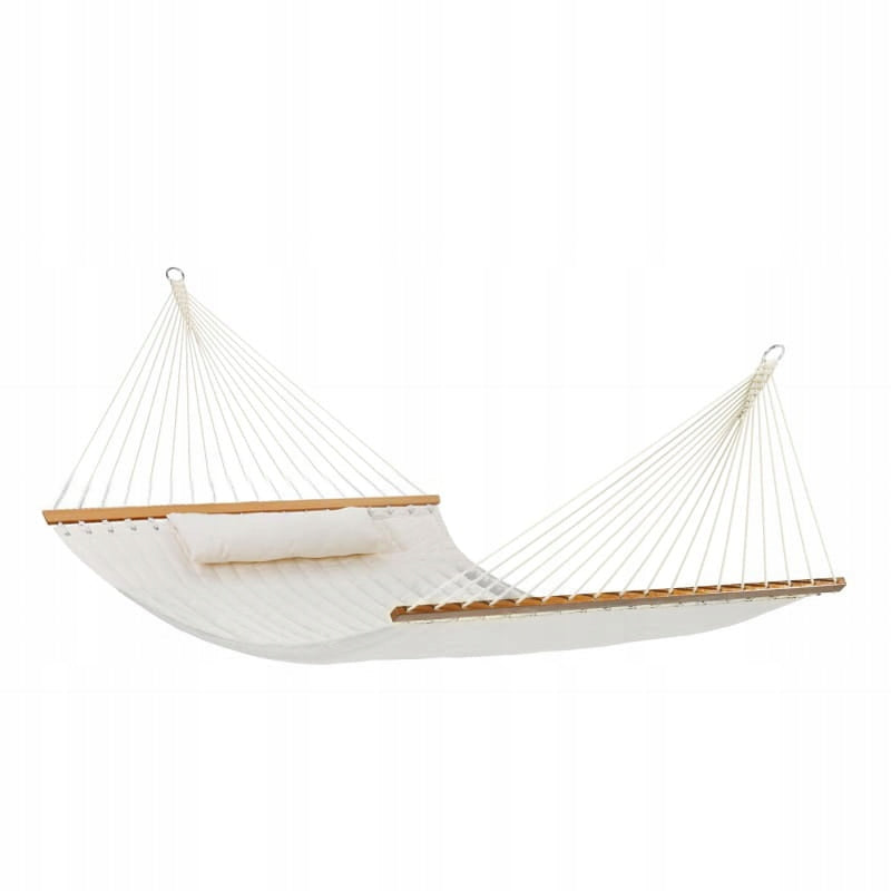 Garden Hammock with Cushion Quilted Double Beige Crossbar Swing Total length 280 cm