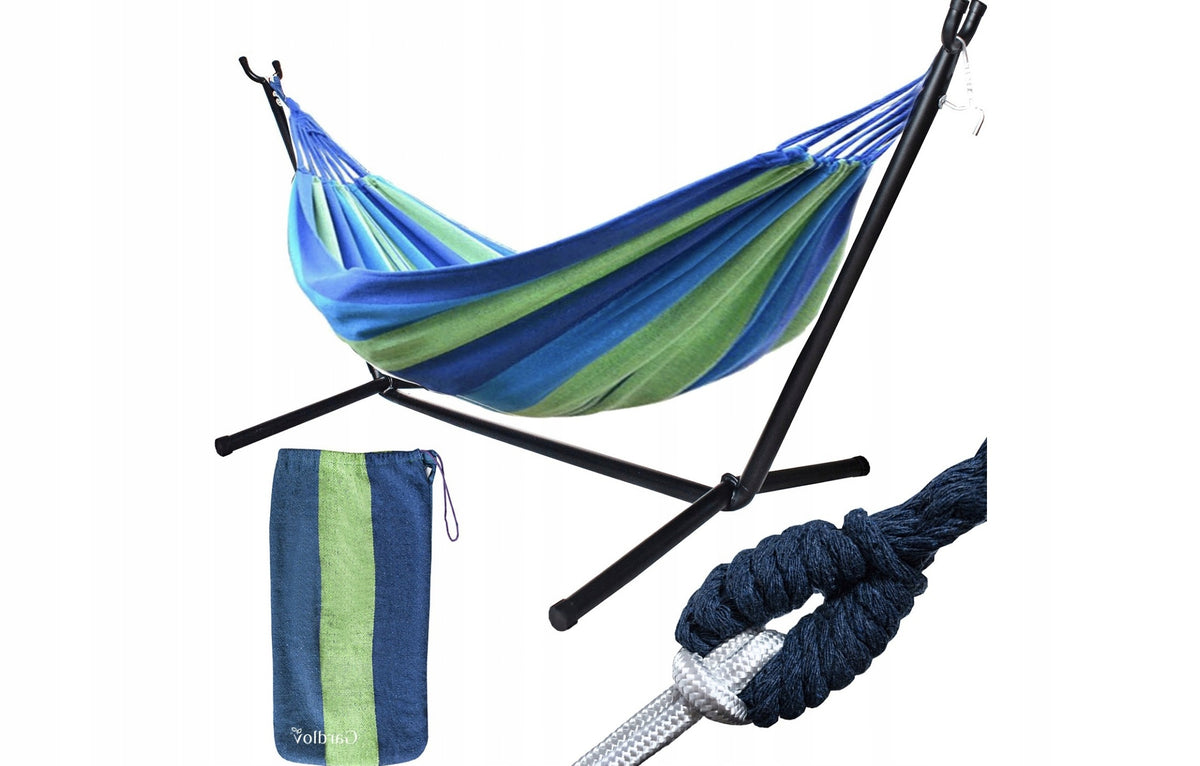 Garden Hammock with Double Frame 2 PEOPLE 200 kg Strong Stand