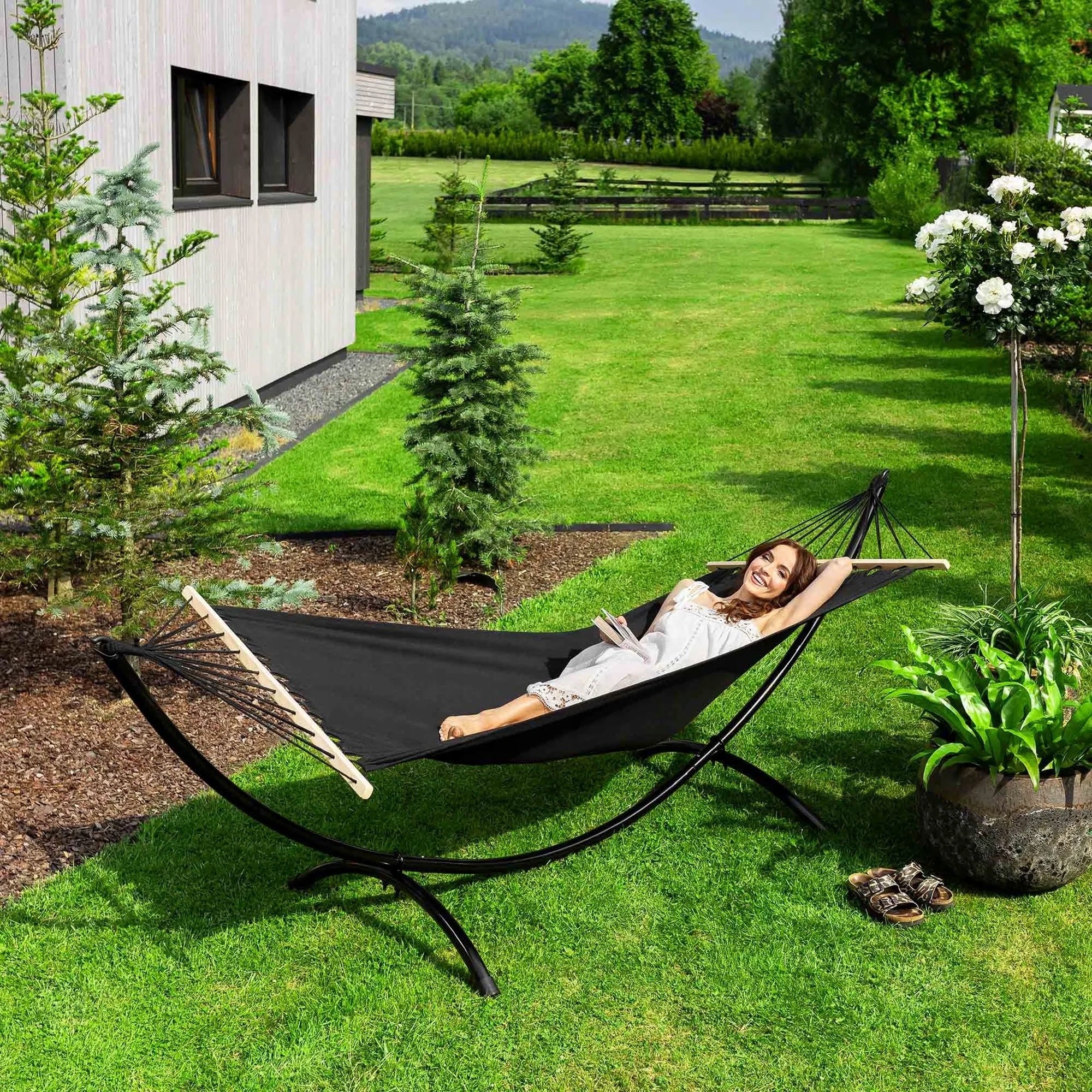 Garden Hammock with Frame and Bar Rimini Large Strong Frame di volio Manufacturer di volio