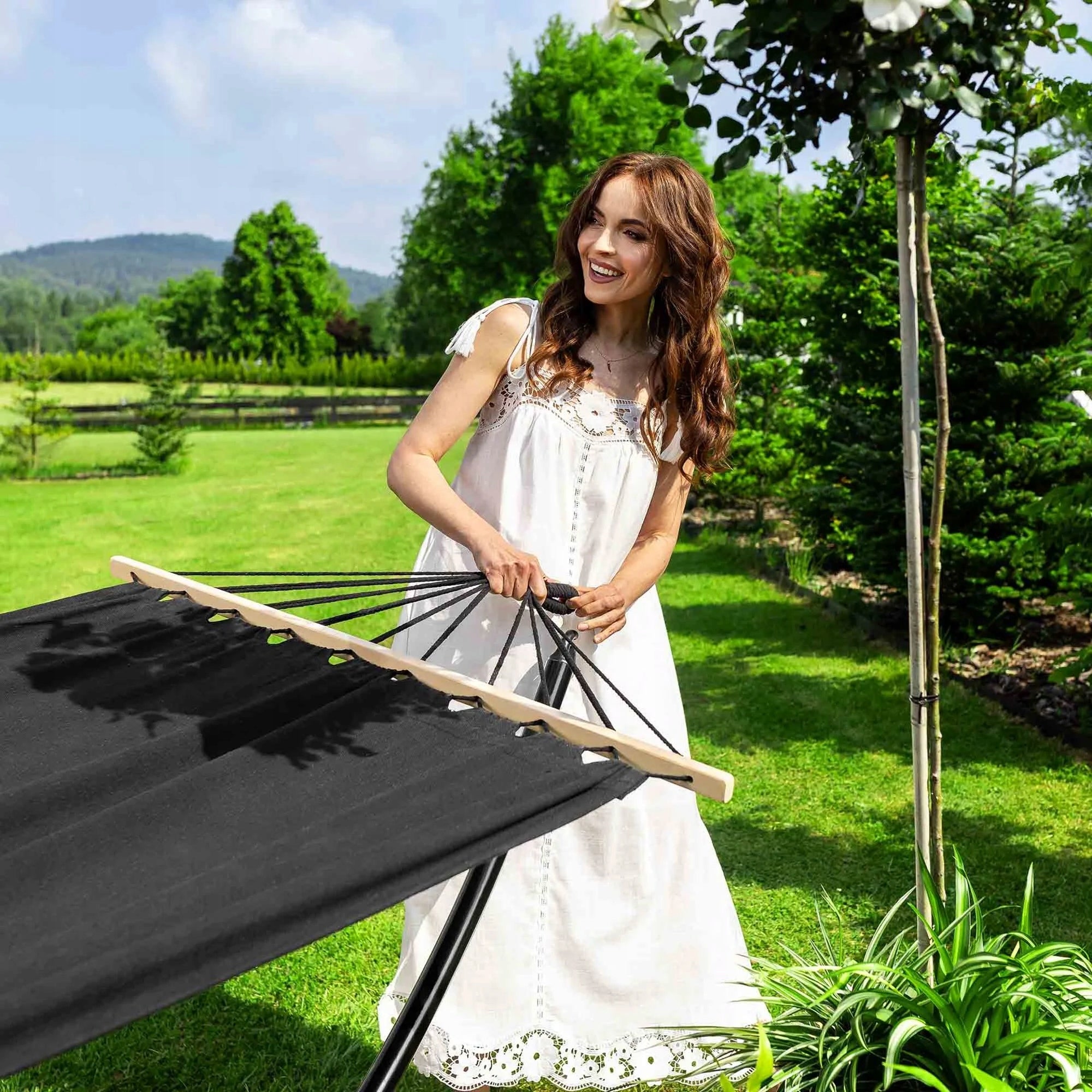 Garden Hammock with Frame and Bar Rimini Large Strong Frame di volio Material width 100 cm
