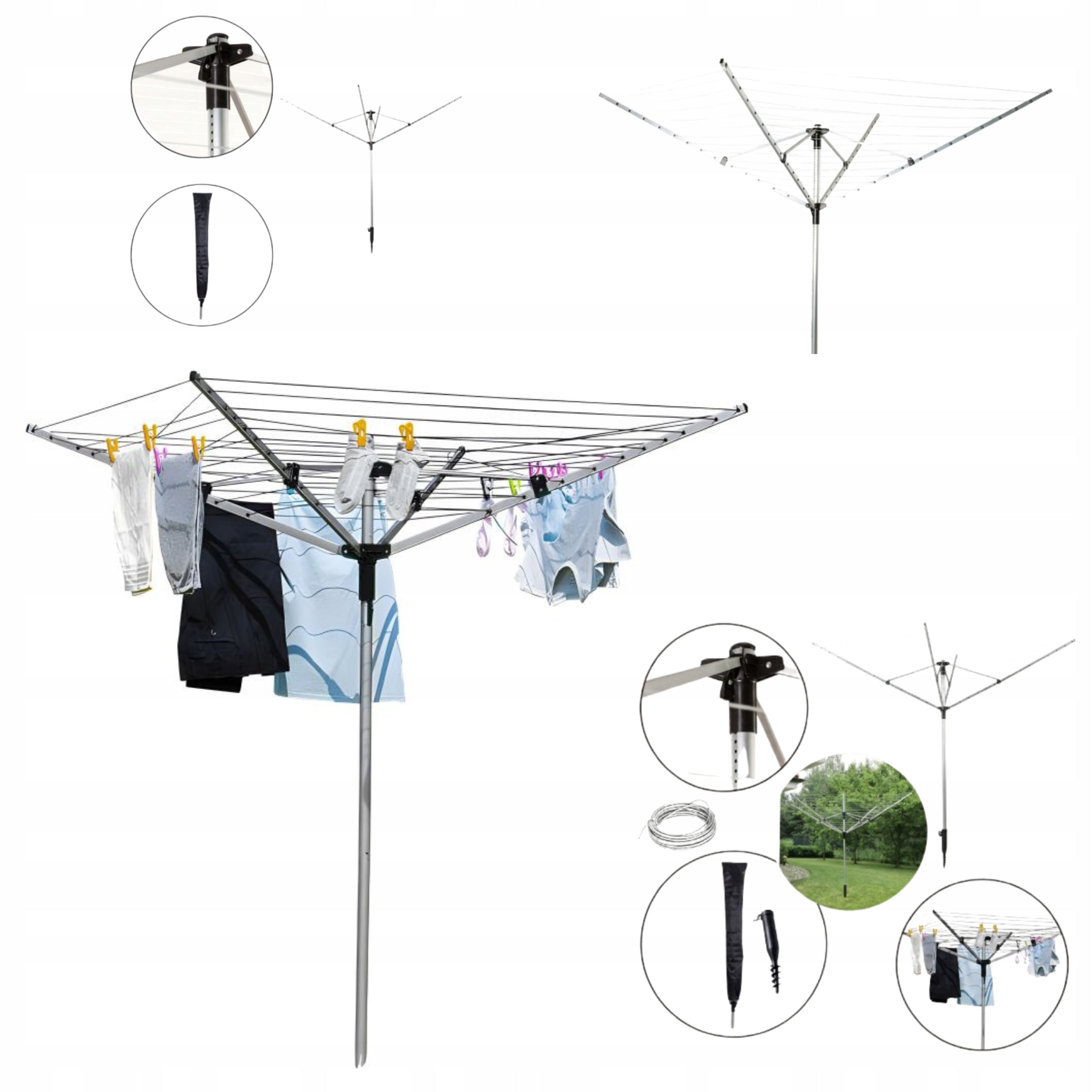 Garden Laundry Dryer 60m Rotating Strong + Cover Drill Freebie