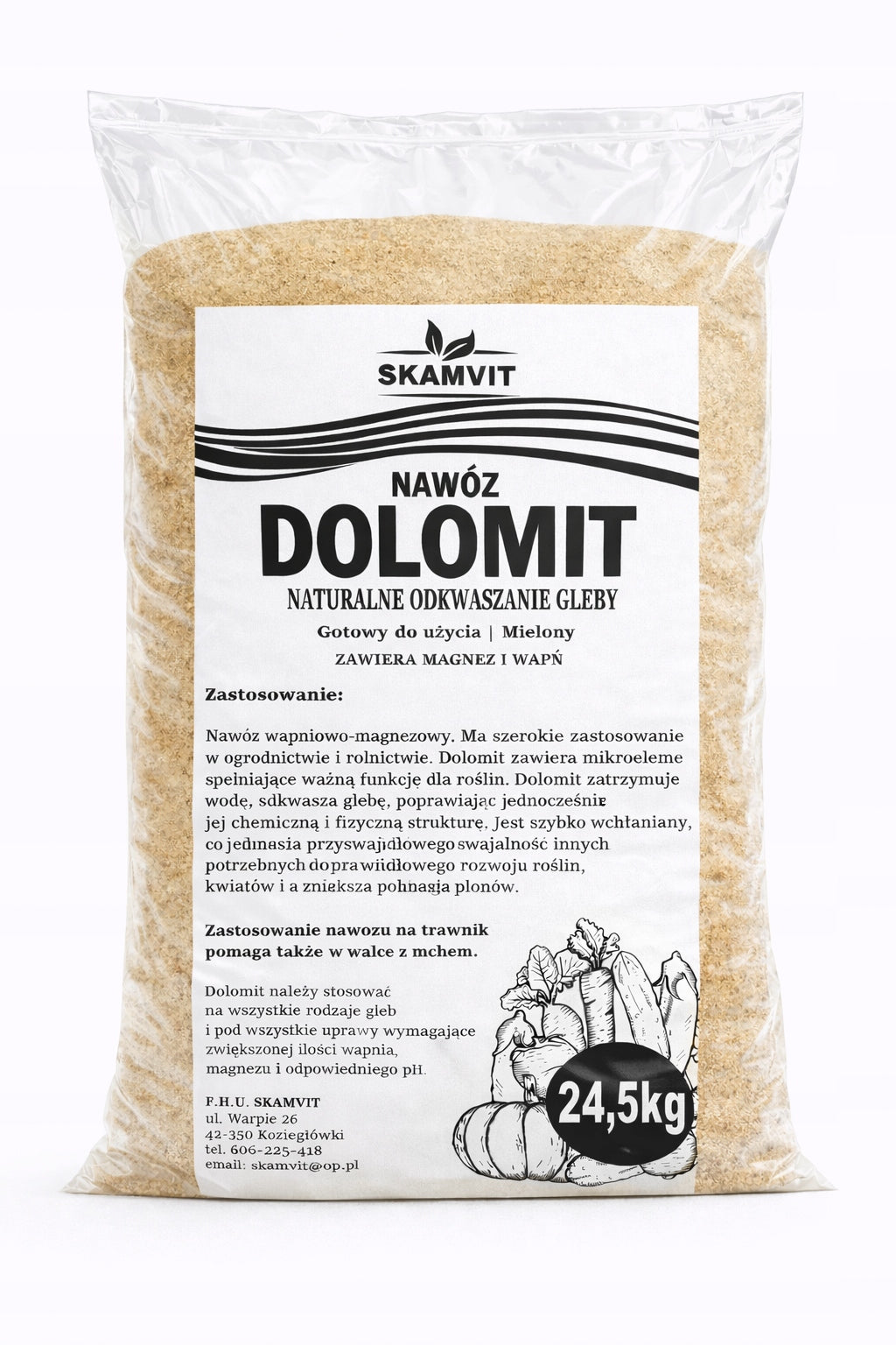 Garden Lime Magnesium Dried DOLOMIT 24,5 Kg DEACIDIFIES Sown Ground Manufacturer code NAWÓZ JESIENNY ODKWASZANIE GLEBY PODŁOŻE
