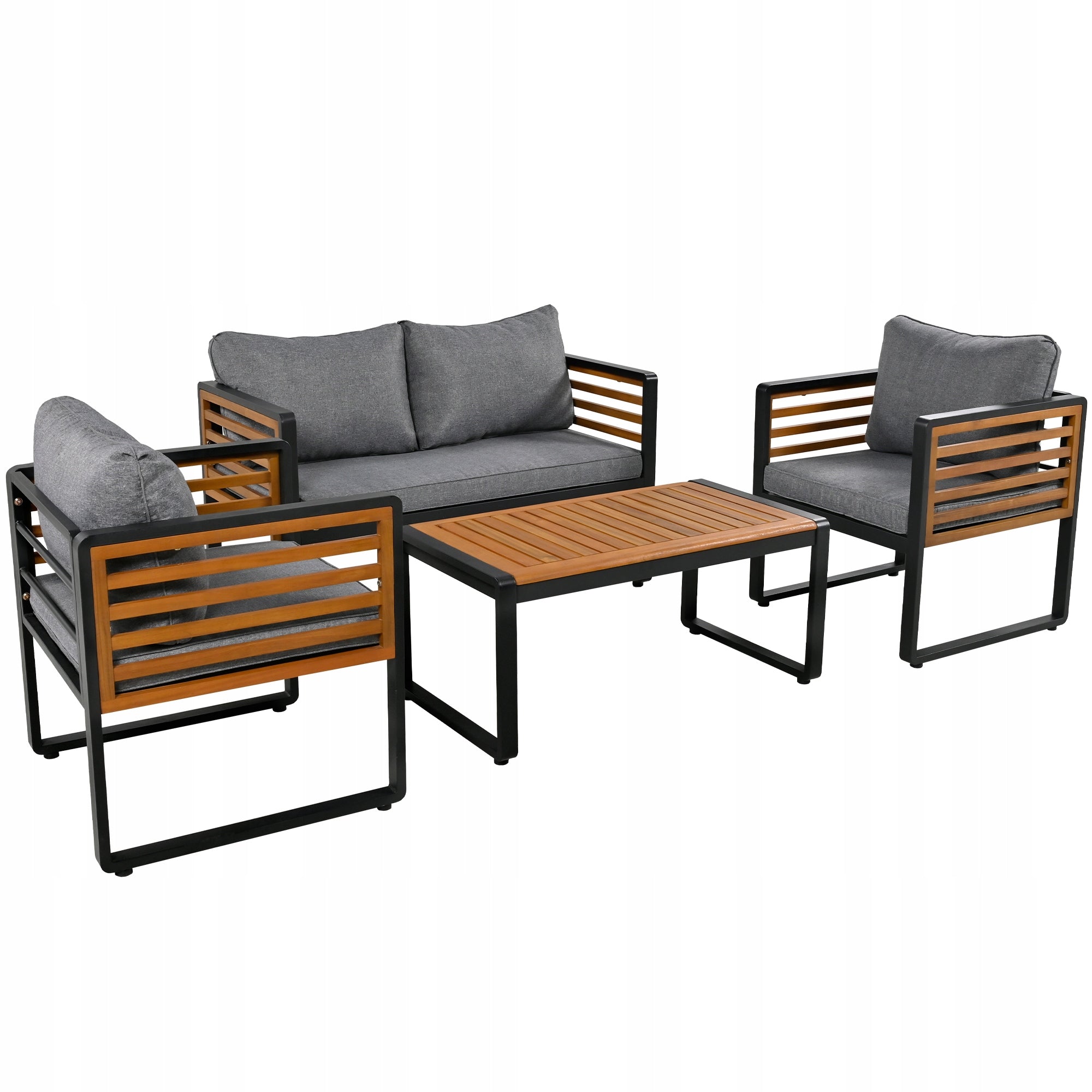 Garden Lounge Set Iron Galvanized Armrests Grey Garden Terrace Number of items in the set 4
