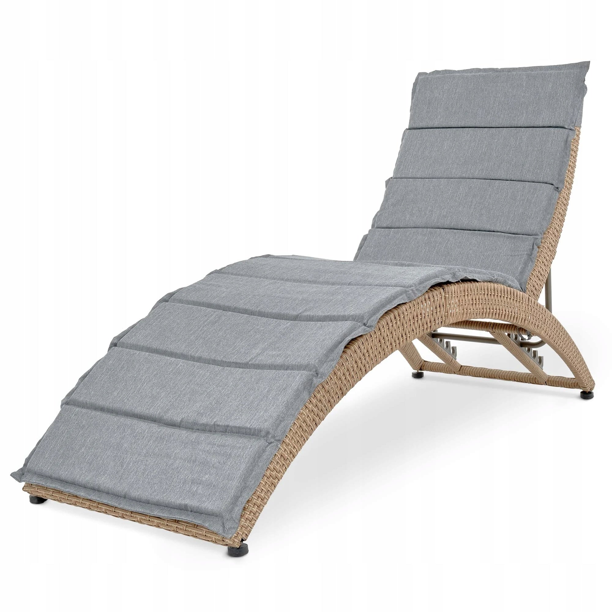 Garden Lounger Adjustable Armchair Folding Adjustable Lounger Terrace Balcony Color beige