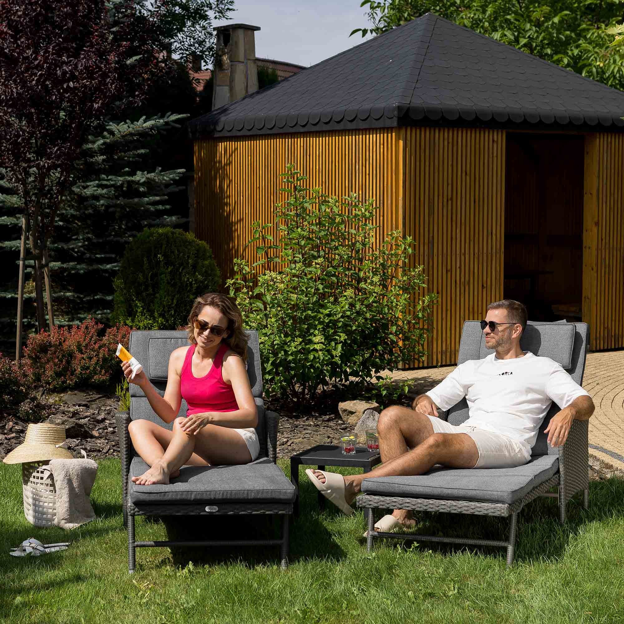Garden Lounger Adjustable Couch Terrace Balcony Armchair Adjustable Cushion Brand di volio
