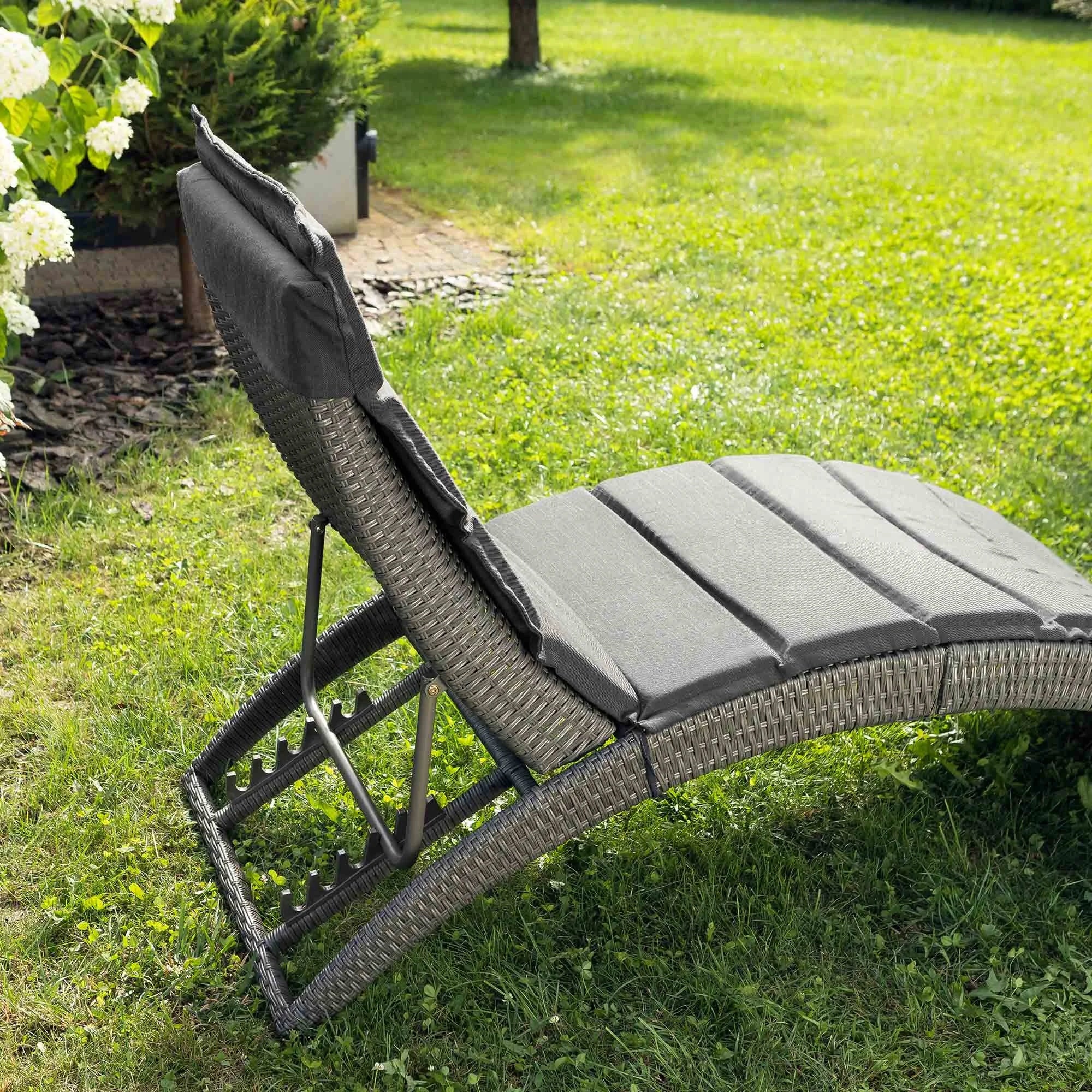 Garden Lounger Adjustable Folding Armchair Adjustable Couch Terrace Balcony Kind sunbed