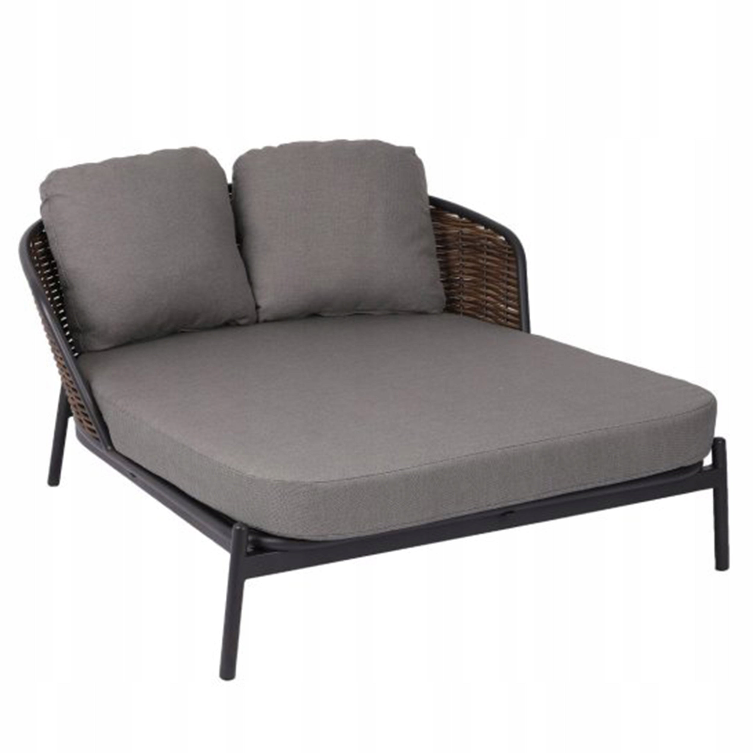 Garden Lounger Large Sun Lounger 2 Pers. Borneo Wicker Technorattan Anthracite Brand Snap