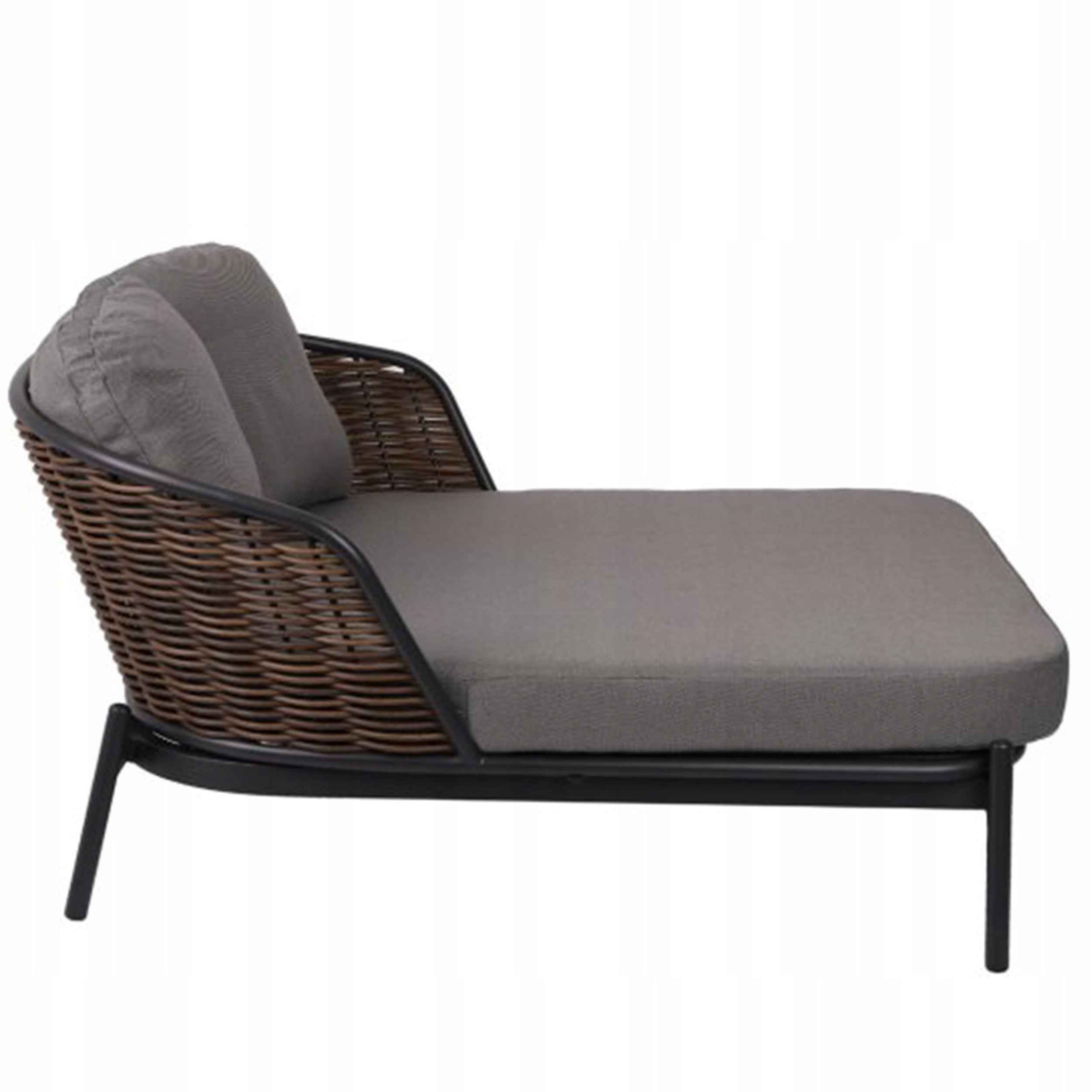 Garden Lounger Large Sun Lounger 2 Pers. Borneo Wicker Technorattan Anthracite Frame material metal