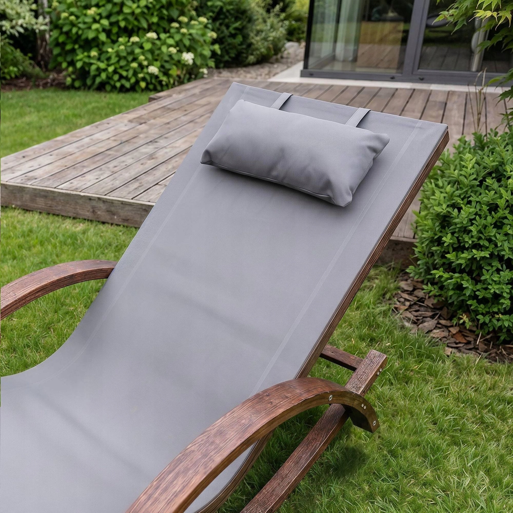 Garden Lounger Terrace Wooden Garden Lounger with Balcony Cushion Kind sunbed