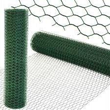 Garden Mesh Metal Hexagonal PVC Coated 1x10m Eyelet 25x25mm