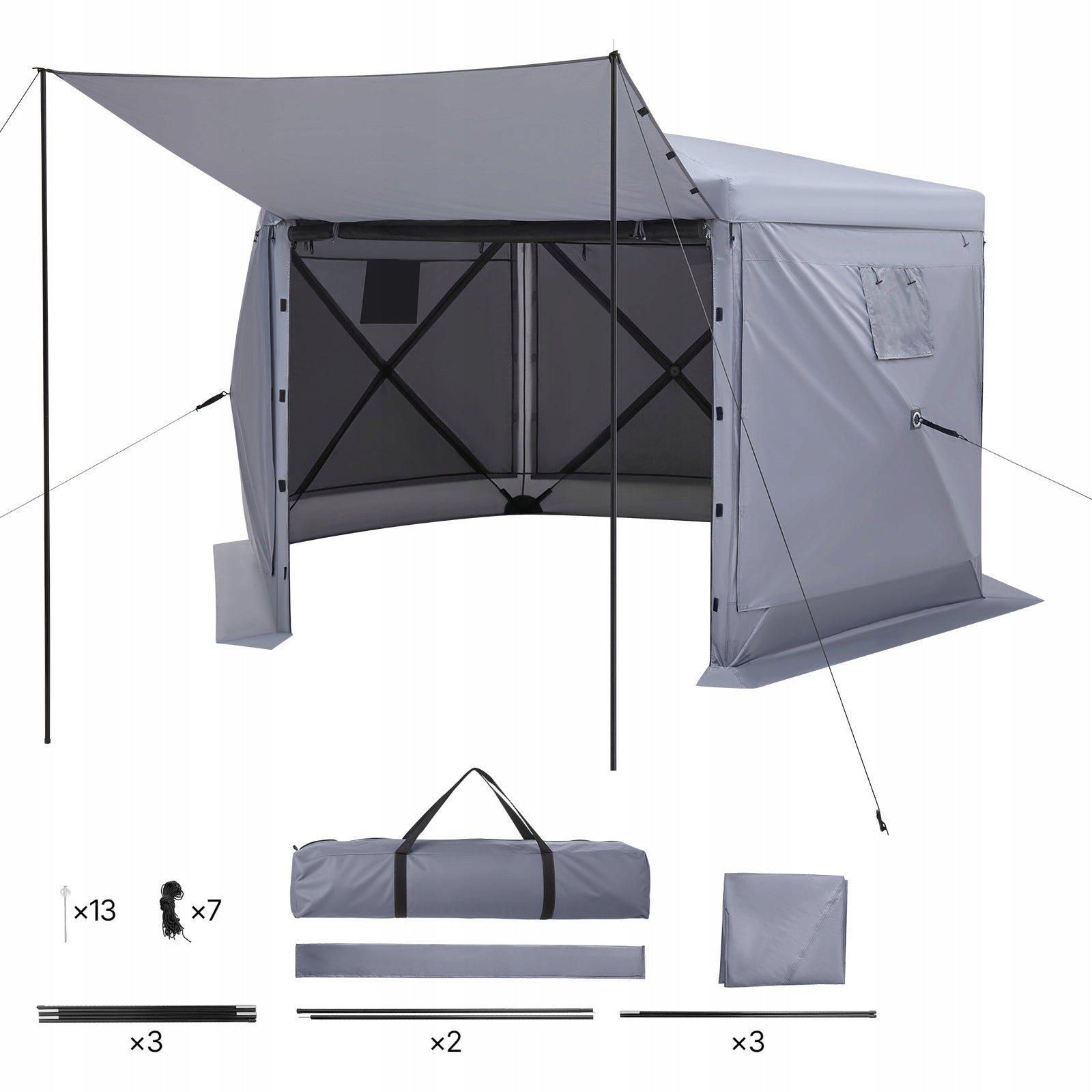 Garden Pavilion 3,6x3,6x2,2M 8 to 10 Persons Tent Gazebo Large Six Sided Manufacturer SucceBuy