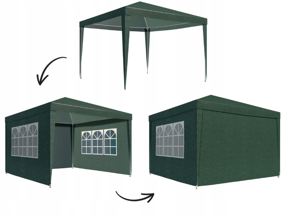Garden Pavilion 3x3 Green 4 Walls Tent Gazebo for Garden Canopy Packaging status original