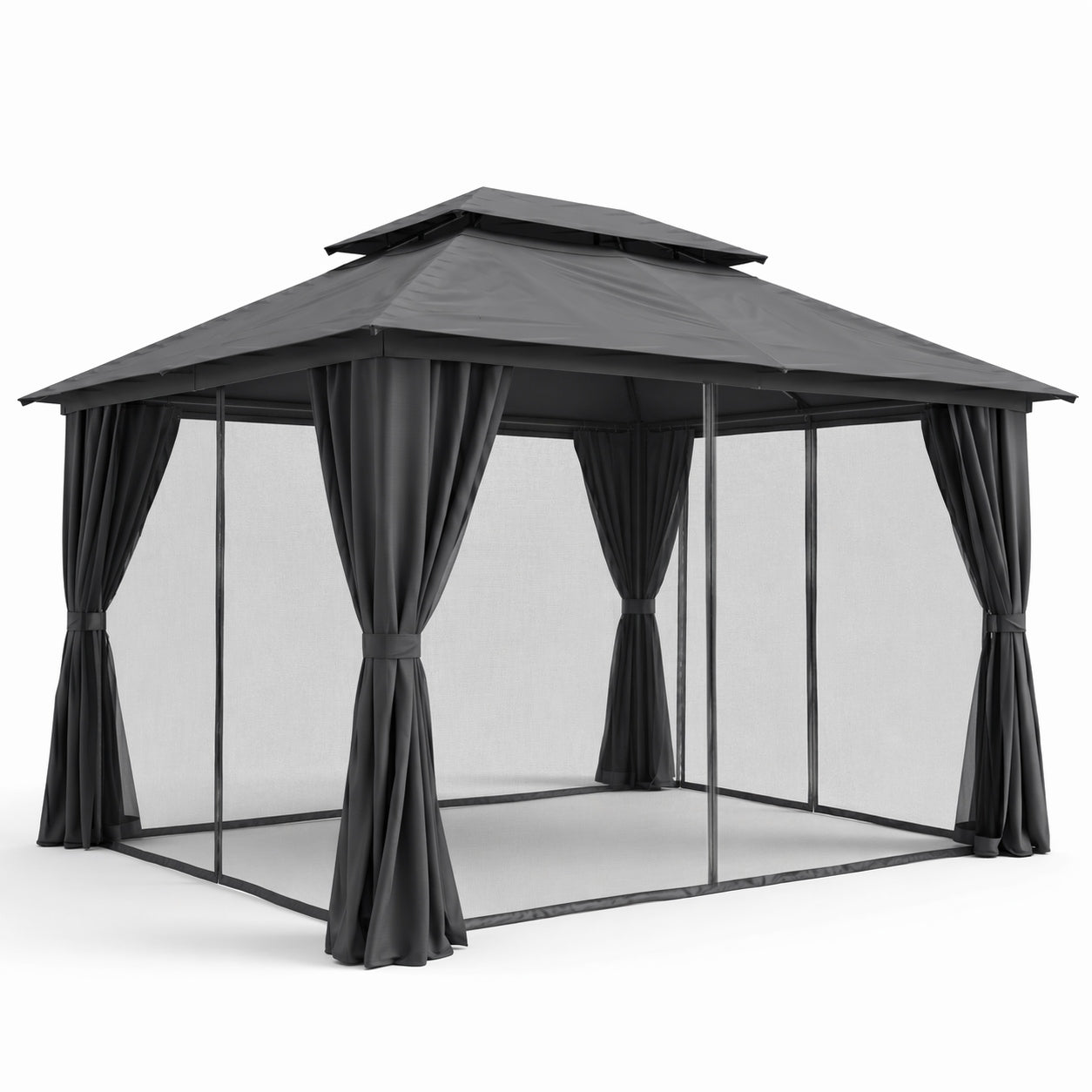 Garden Pavilion 3x4m Terrace TENT with CURTAINS and MOSQUITO NETS Gazebo Length 3 m