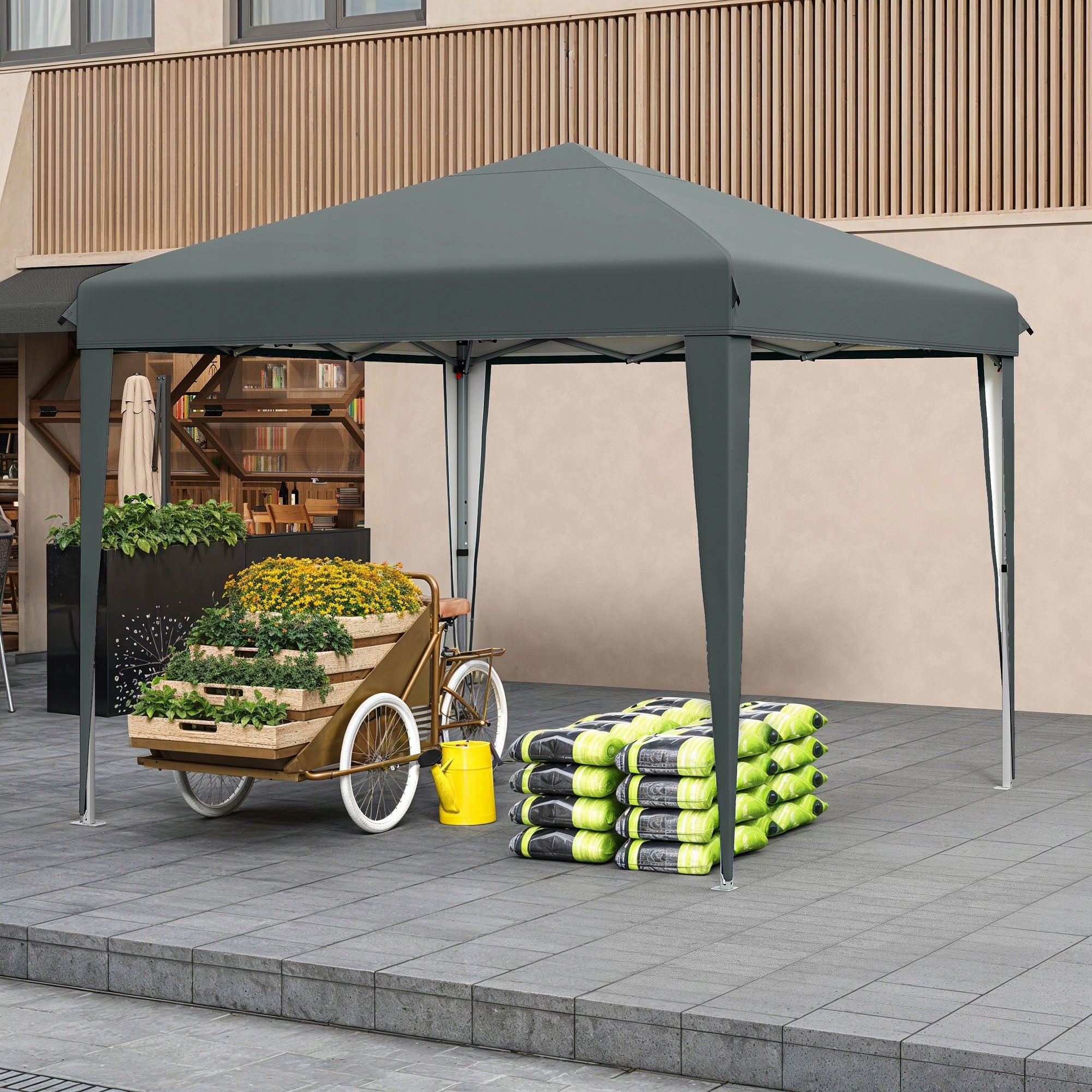 Garden Pavilion Tent Gazebo 3x3m Waterproof Metal Frame Camping Gray Packaging status original