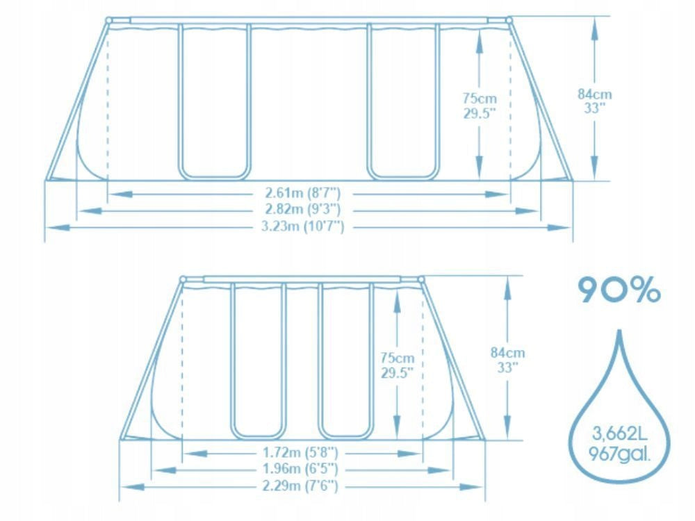 Garden Pool 282x196x84 Framed with Pump Bestway 56629 MODEL 2026 Manufacturer code 56629