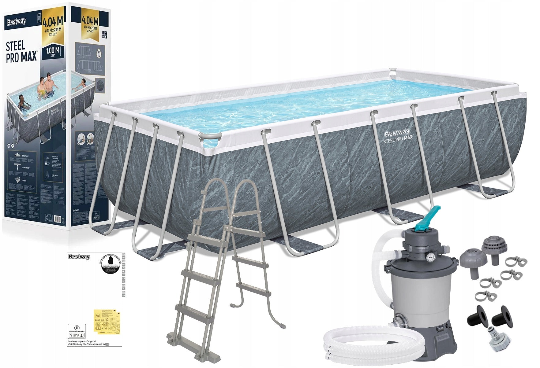 Garden Pool Bestway 56721 404x201x100cm Framed Sand Pump Ladder