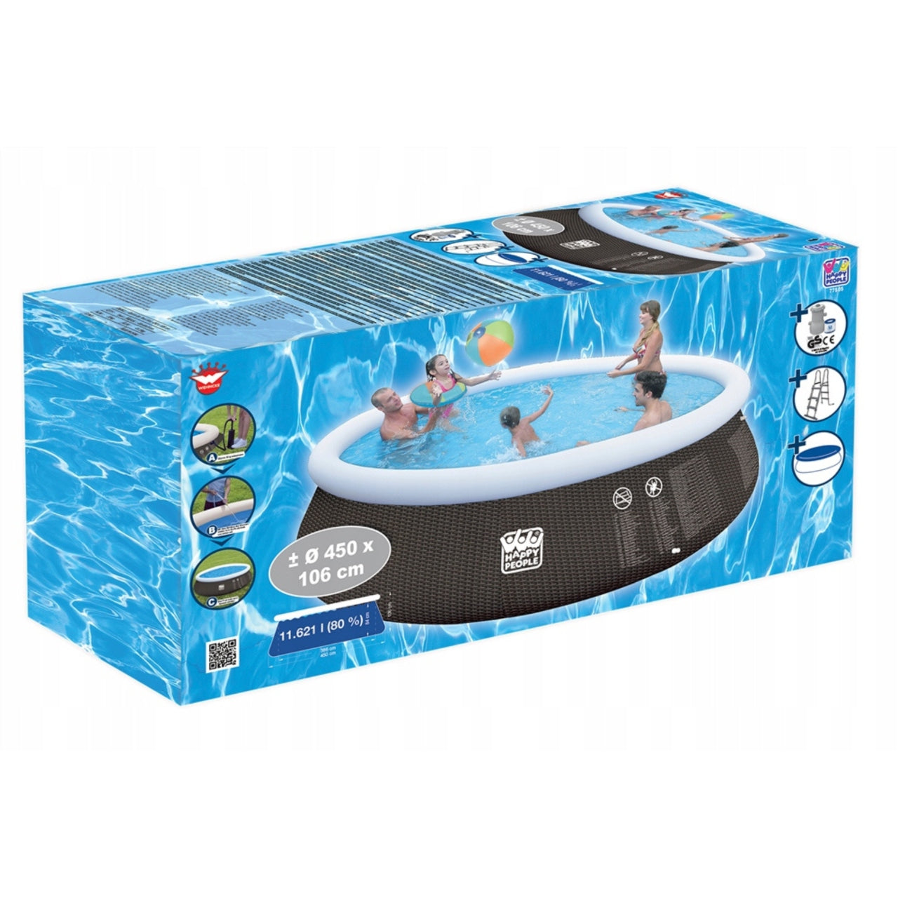 Garden Pool Expansion 450 x 106 cm Set of 5 in 1 Ladder Cover Large Length 450 cm