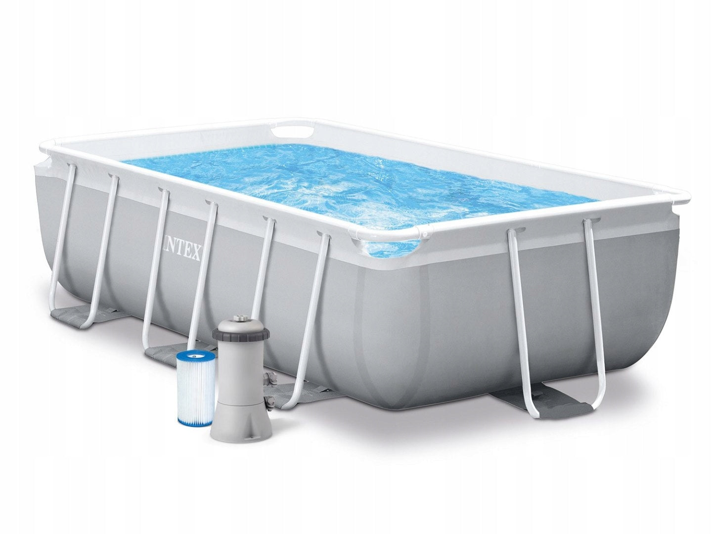Garden Pool Framed 300 X 175 X 80 Cm 18in1 Intex 26784 + Machine For Ba Packaging status original