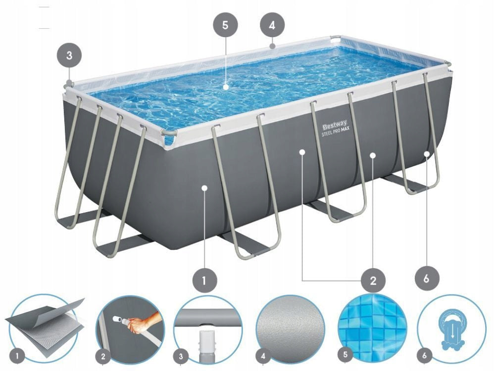 Garden Pool Framed 412x201x122 with sand pump Bestway 56457 NEW2026 Series Power Steel