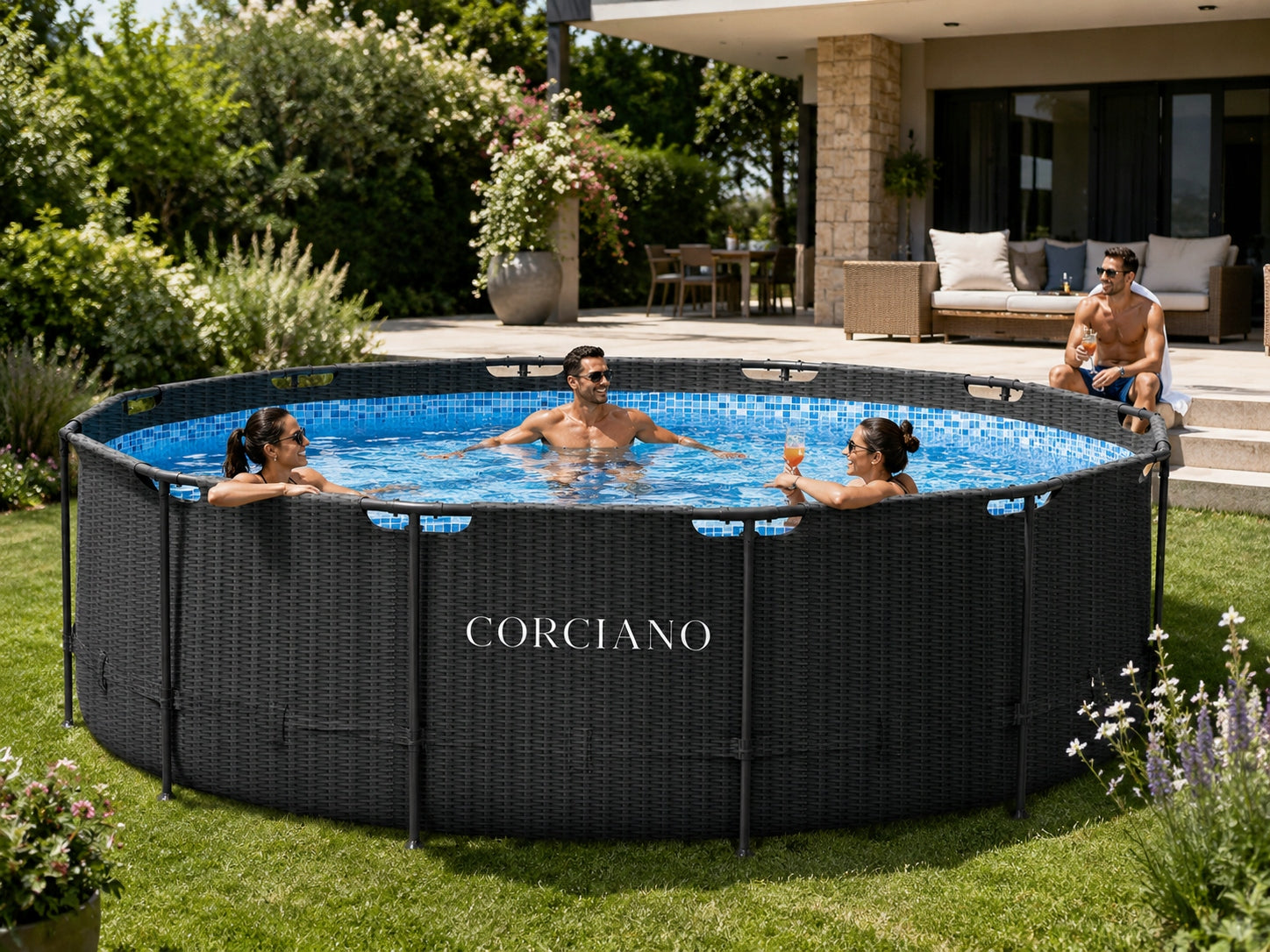 Garden Pool Framed Corciano 450 x 120cm Pump Ladder Cover Height 120 cm