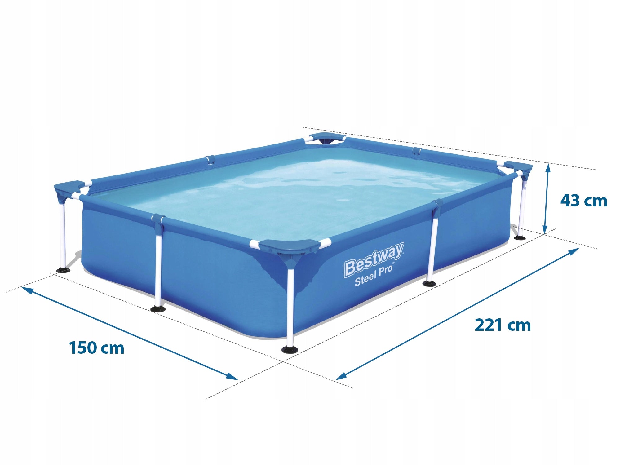 Garden Pool Framed Rectangular 221x150x43 Bestway 56401 MODEL 2026 Manufacturer code 56401N