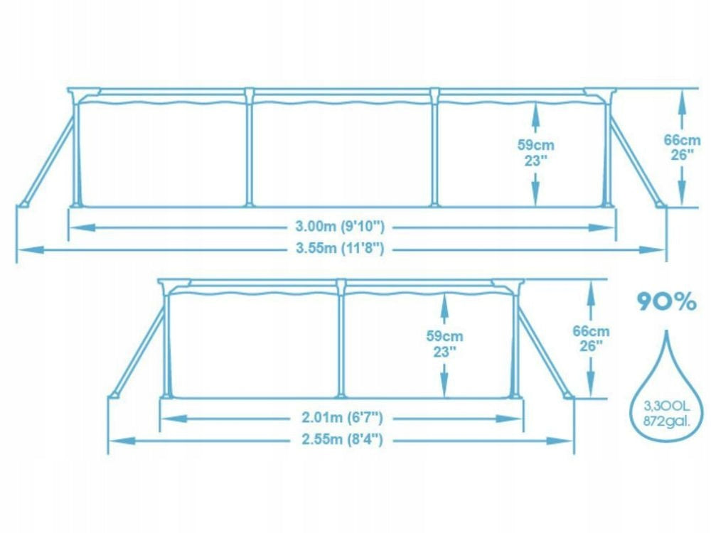 Garden Pool Rectangle 300x201x66 Framed with Pump Bestway 56411 New2026 Manufacturer code 56411