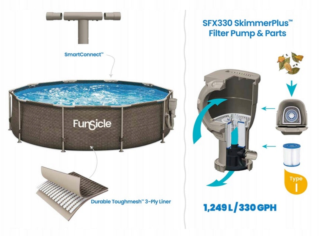 Garden RACK POOL 366x76 cm SKIMER + PUMP SET RATAN MODEL 2025 Brand Polygroup Limited