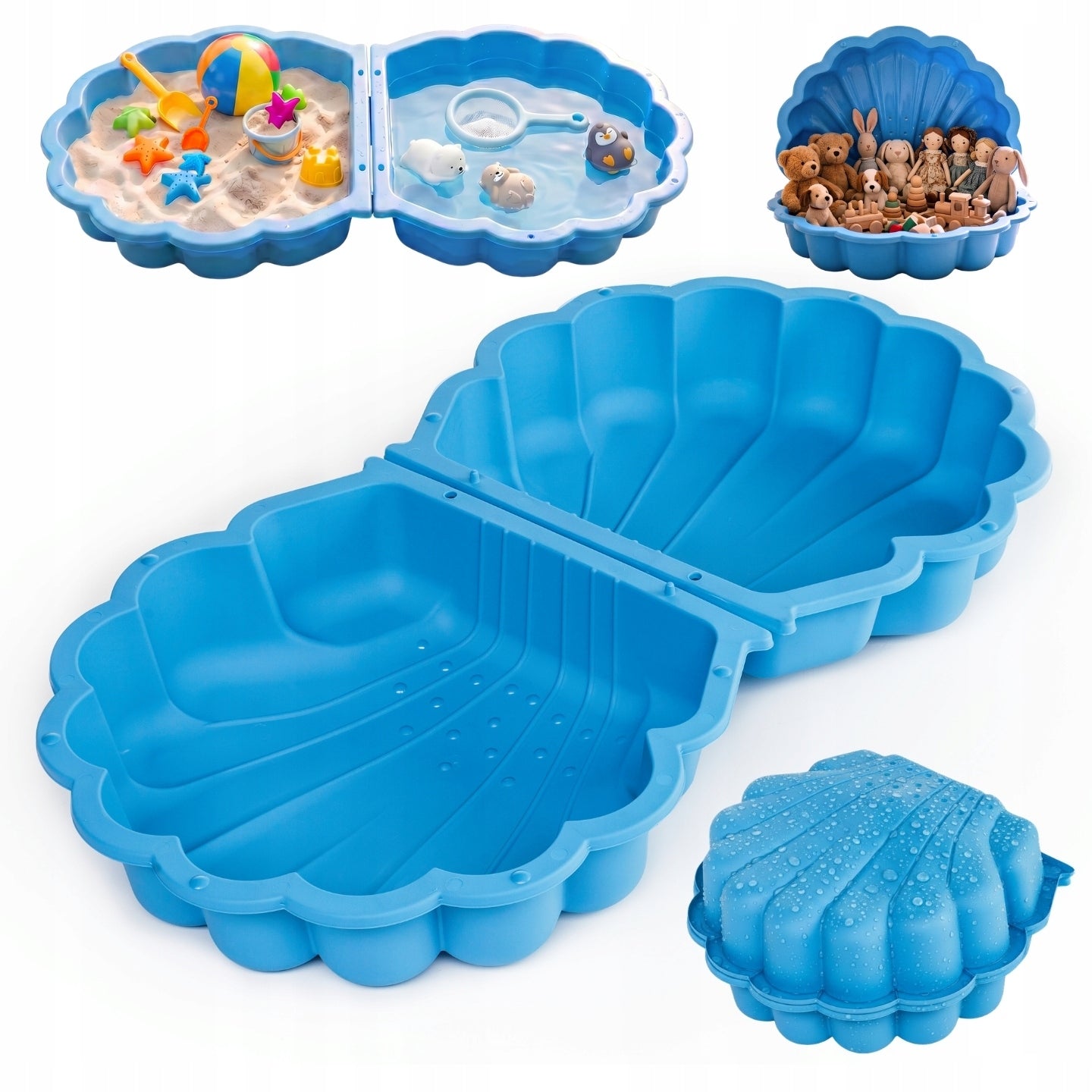 Garden Sandbox Large XL Pool 2in1 Shell Lockable Double Blue