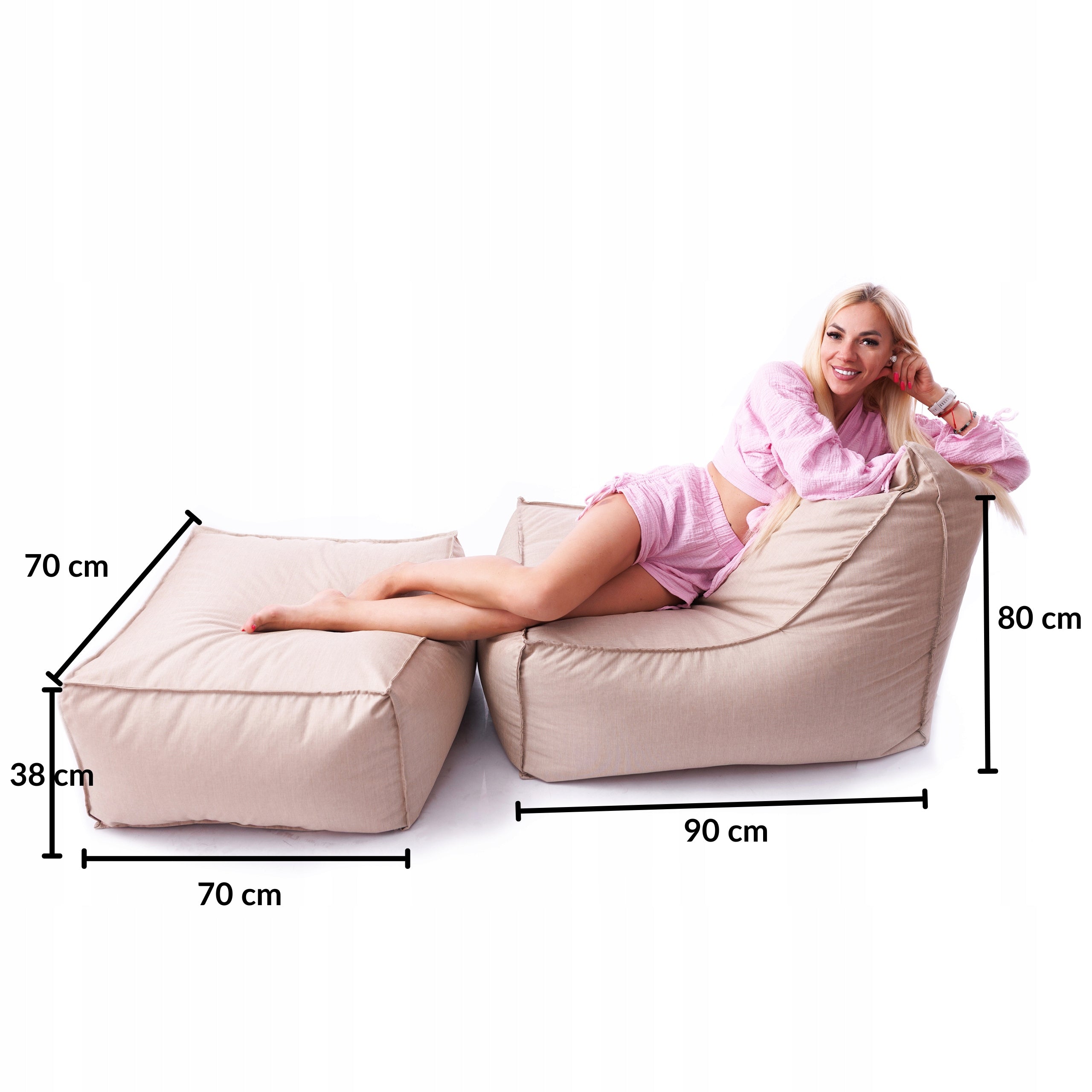 Garden Set Armchair Leno + Pouf XL Waterproof Living Room Terrace Garden Model KOMPLET LENO