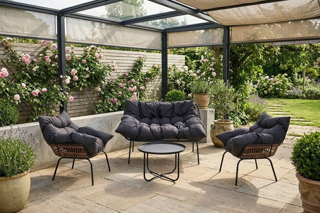 Garden Set CORCIANO St Miguel Coffee Table Sofa Seating Chairs Color multicolor