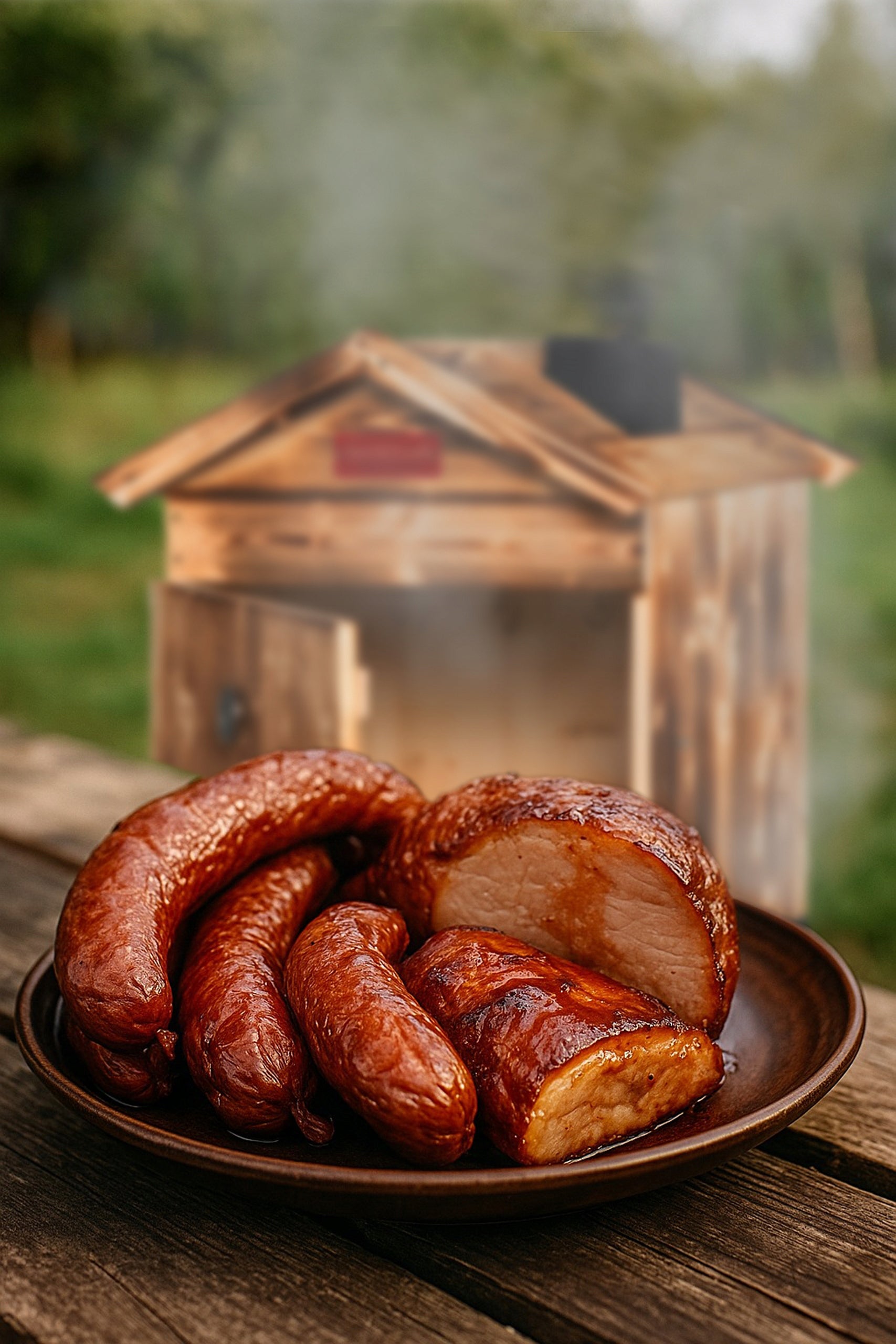 Garden Smokehouse Home Wooden Tanned Set LARGE Fire Pit Chimney Packaging status original