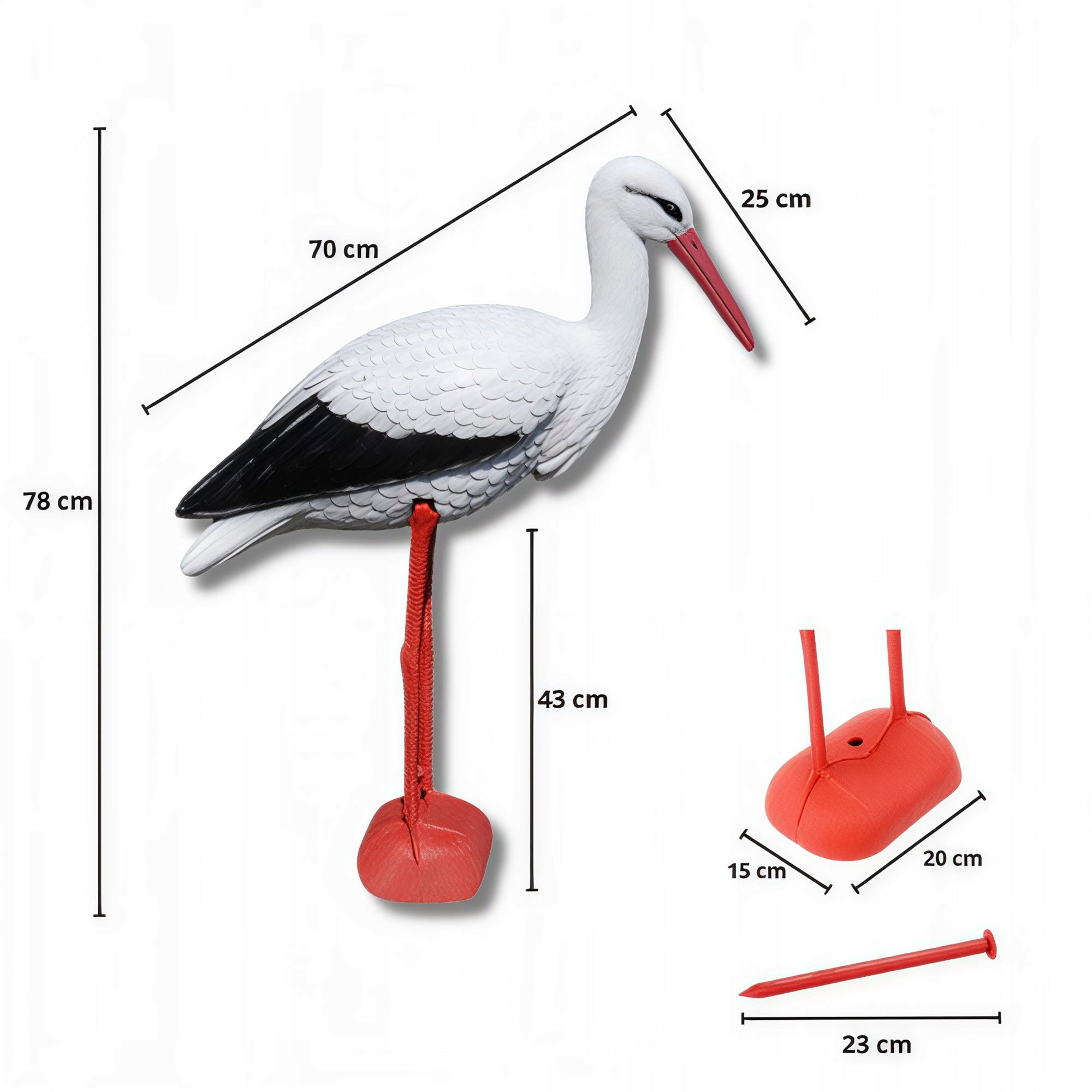 Garden Stork Large Figurine for Garden Standing XXL Decoration Ornament Bird 78 Product weight with unit packaging 0.85 kg