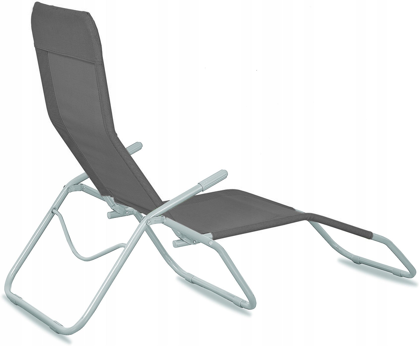 Garden Sun Lounger Aga Siesta Grey 2 Pcs Folding Adjustable Strong Terrace UV Brand Aga